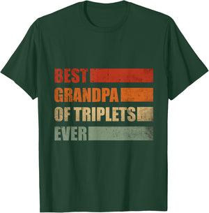 Retro Grandpa of Triplets Pregnancy Announcement Party T-Shirt - T-Shirt | Forest