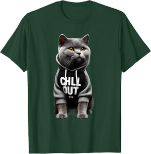 Funny Lazy British Shorthair Cat Chillin Relaxing Chill Out T-Shirt - T-Shirt | Forest