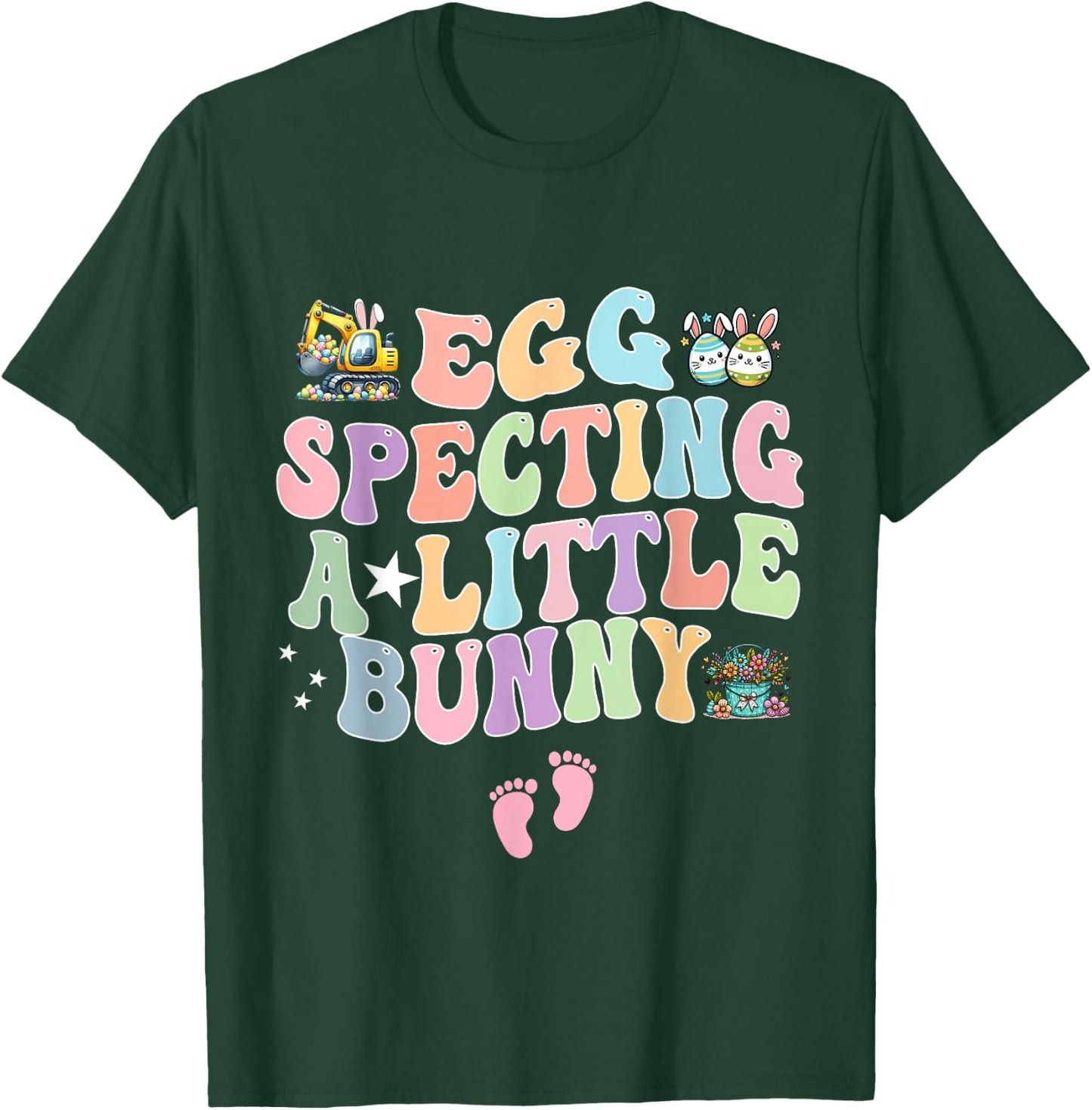 Retro Eggspecting Little Bunny Easter Pregnancy Announcement T-Shirt - T-Shirt | Forest