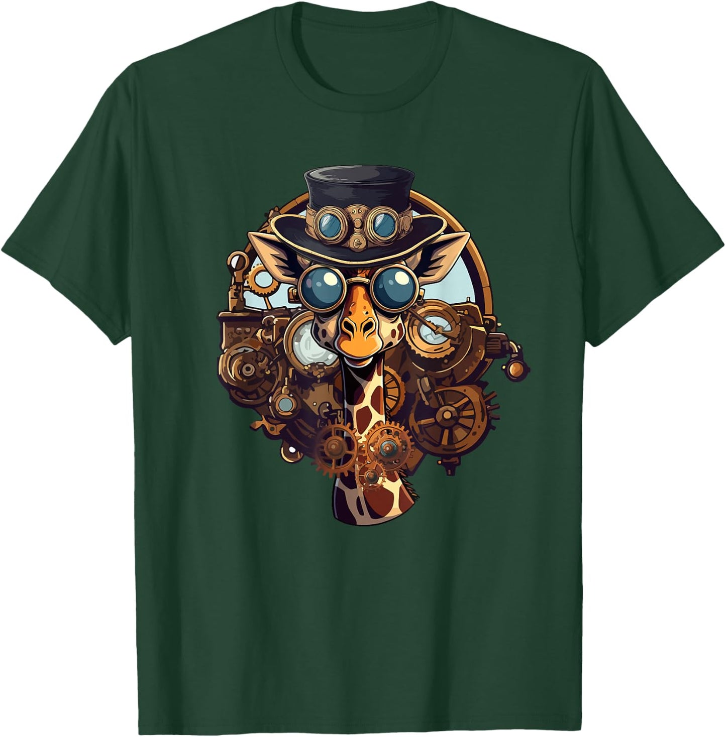 Steampunk Gear Giraffe Mechanical Animal Giraffe Lover T-Shirt - T-Shirt | Forest