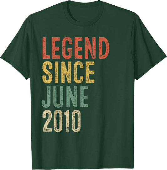 Legend Since June 2010 16th Birthday Boy Girl 16 Year Old T-Shirt - T-Shirt | Forest