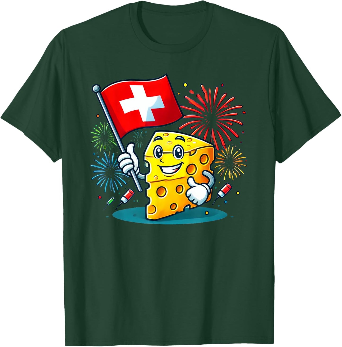 Beautiful Swiss Cheese Cartoon Switzerland National Day T-Shirt - T-Shirt | Forest