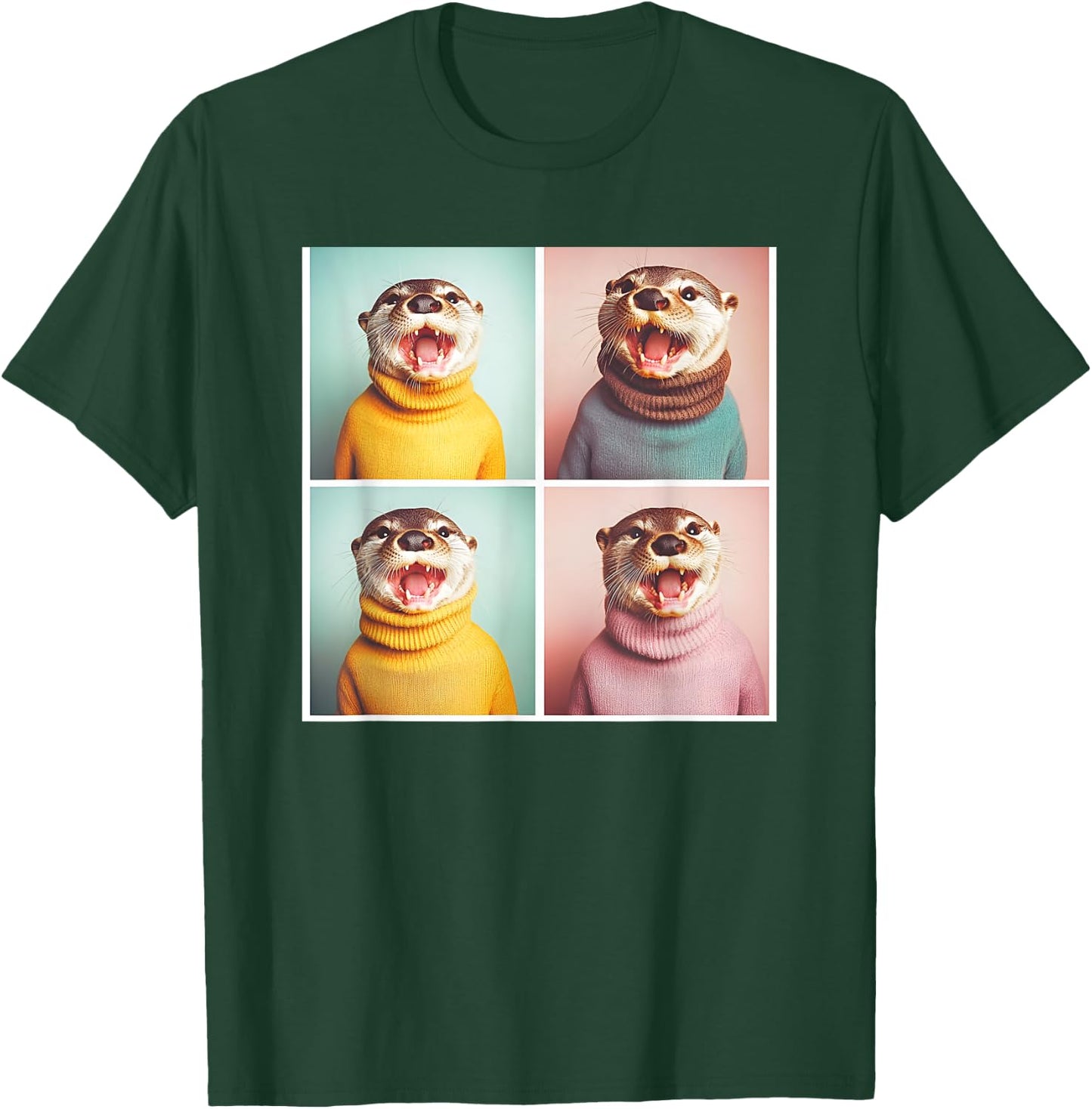 Happy Otter Animal Photoshoot Funny Otter T-Shirt - T-Shirt | Forest