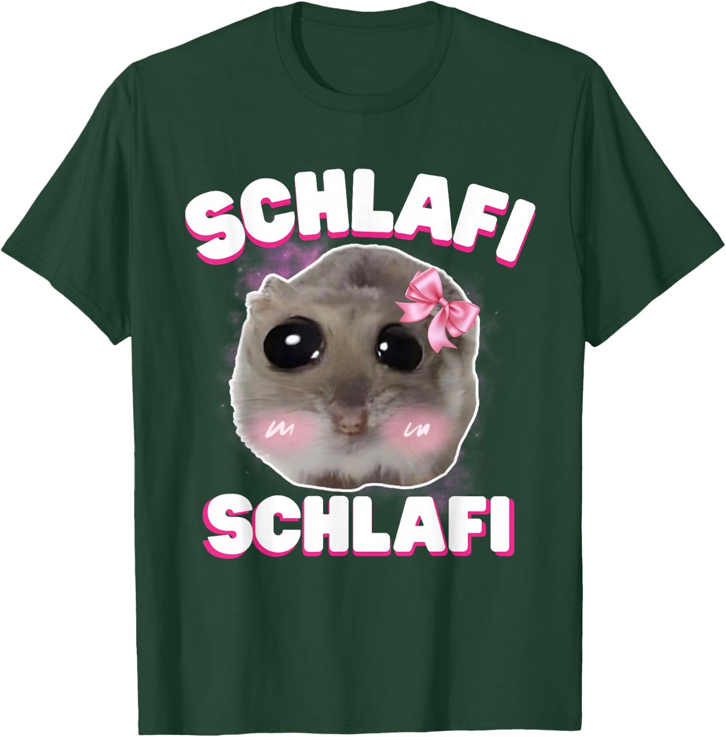 Schlafi Schlafi Funny Sad Hamster Cute Hamstie , black T-Shirt - T-Shirt | Forest