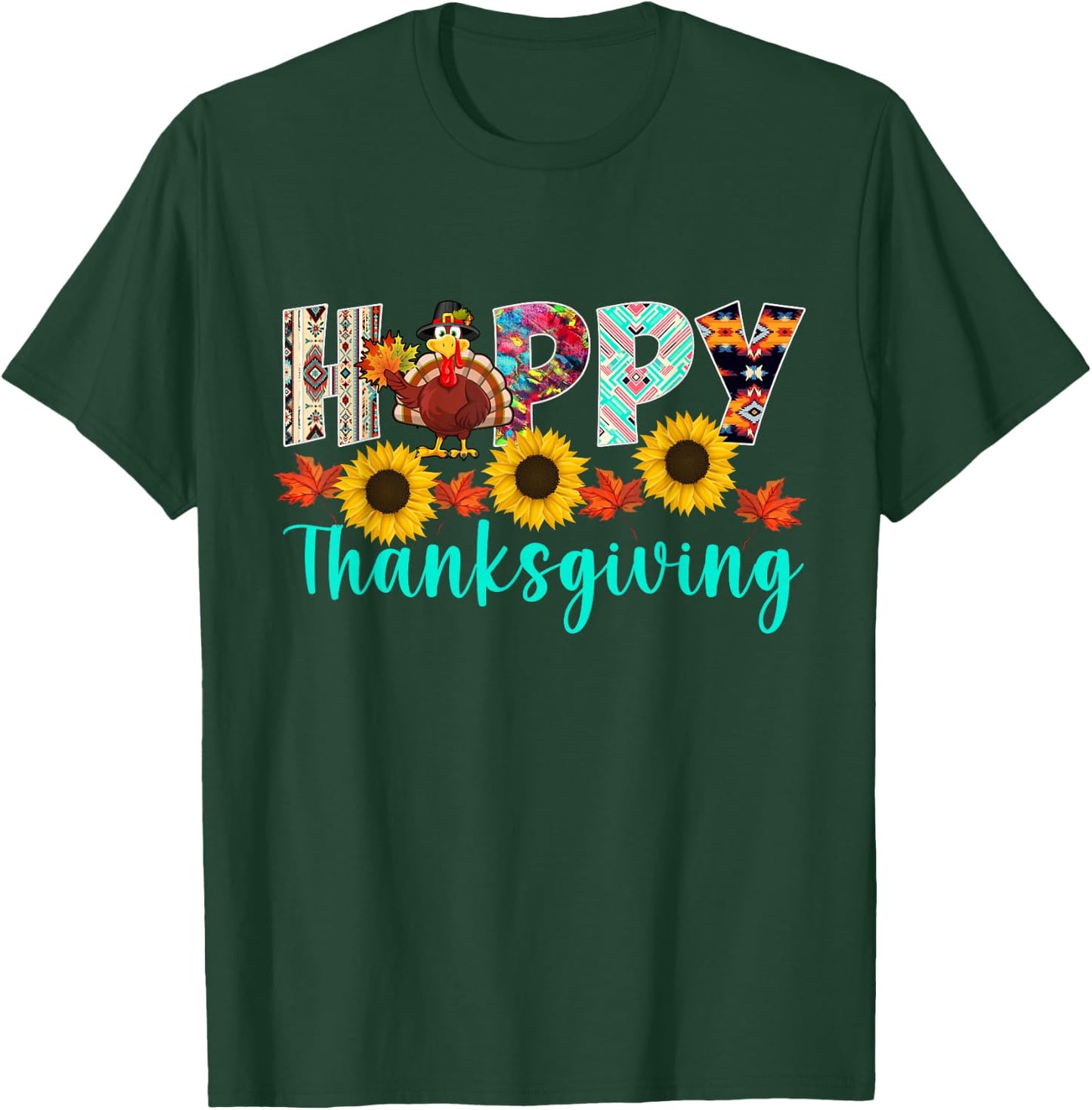 Happy Thanksgiving Day Shirts -Adults Thanksgiving Graphic Black Small T-Shirt - T-Shirt | Forest