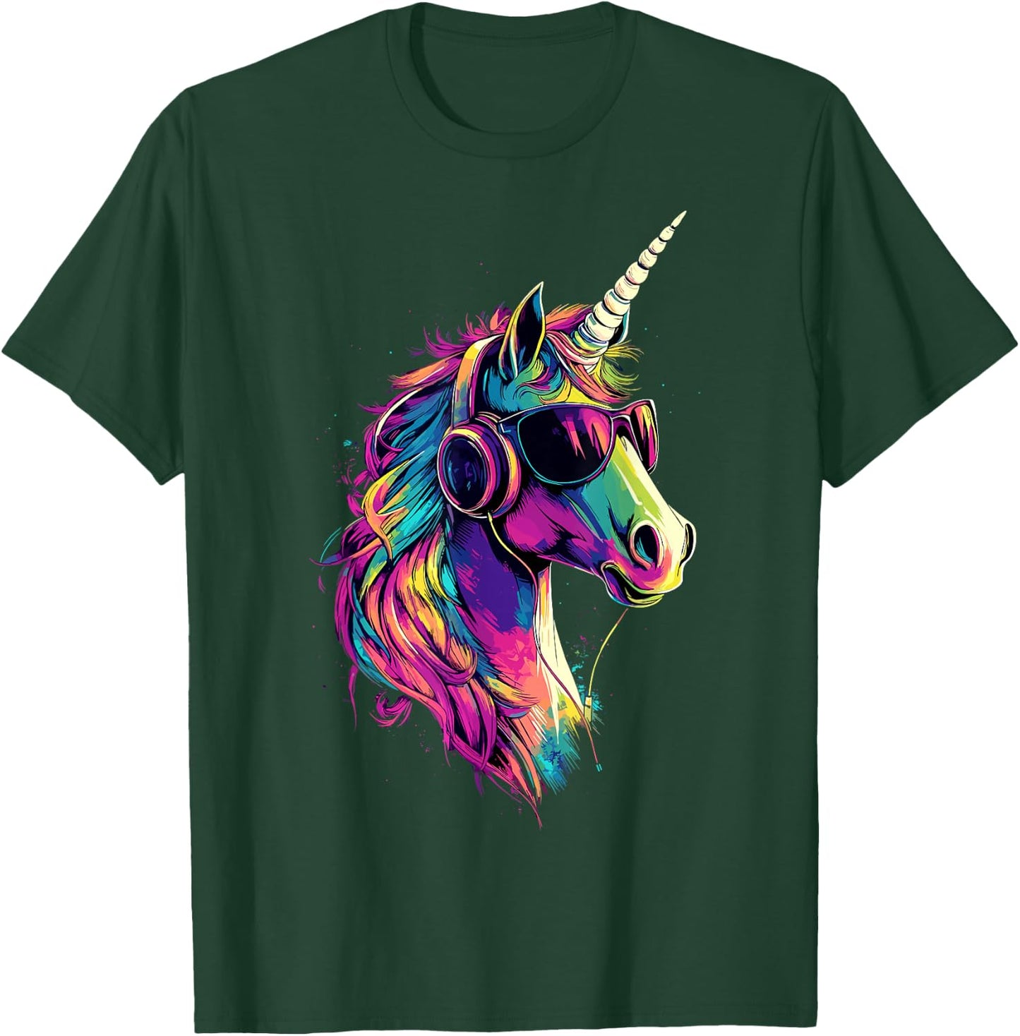 Unicorn Colourful Rainbow Rider Horses Riding Unicorns , black T-Shirt - T-Shirt | Forest