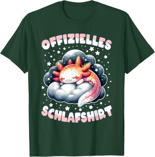 Official Axolotl Sleep Shirt Pyjamas Sleep , black T-Shirt - T-Shirt | Forest