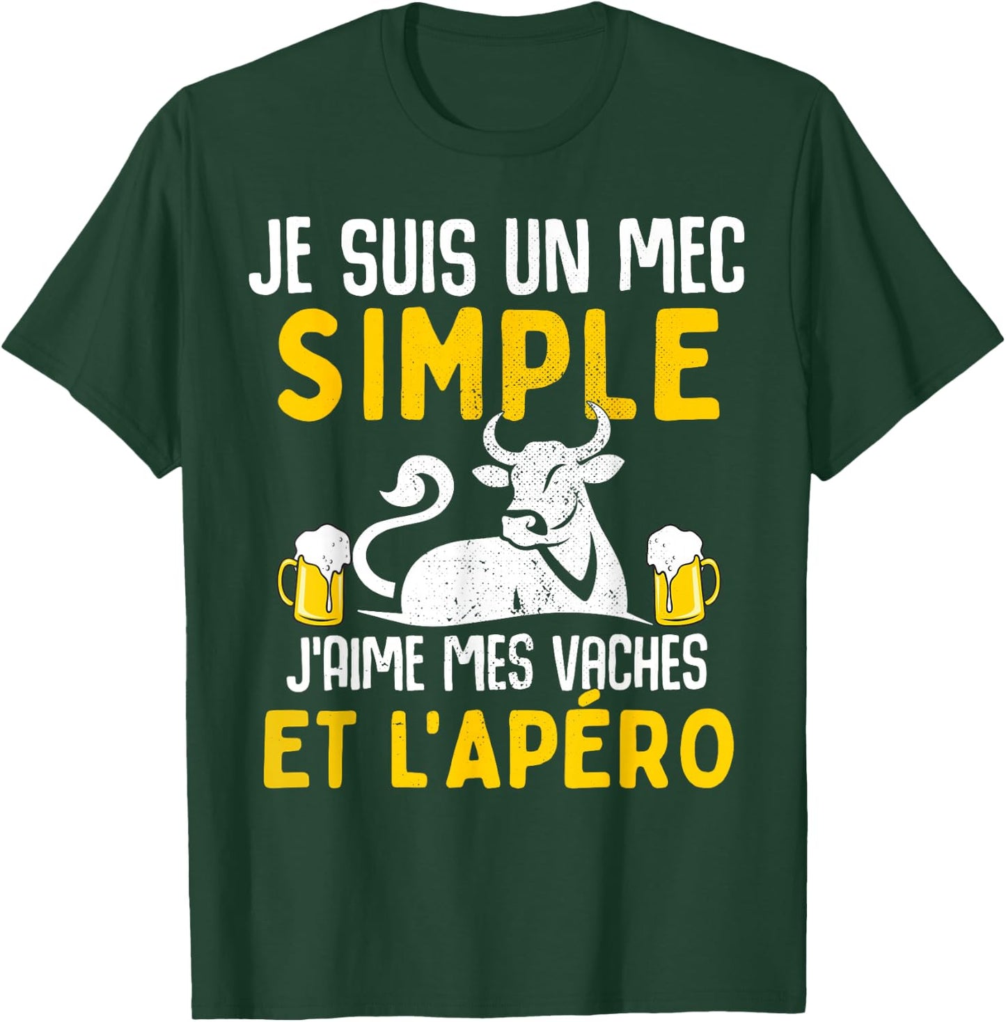 I am a simple guy I love my cows aperitif humour cow , Black, S T-Shirt - T-Shirt | Forest