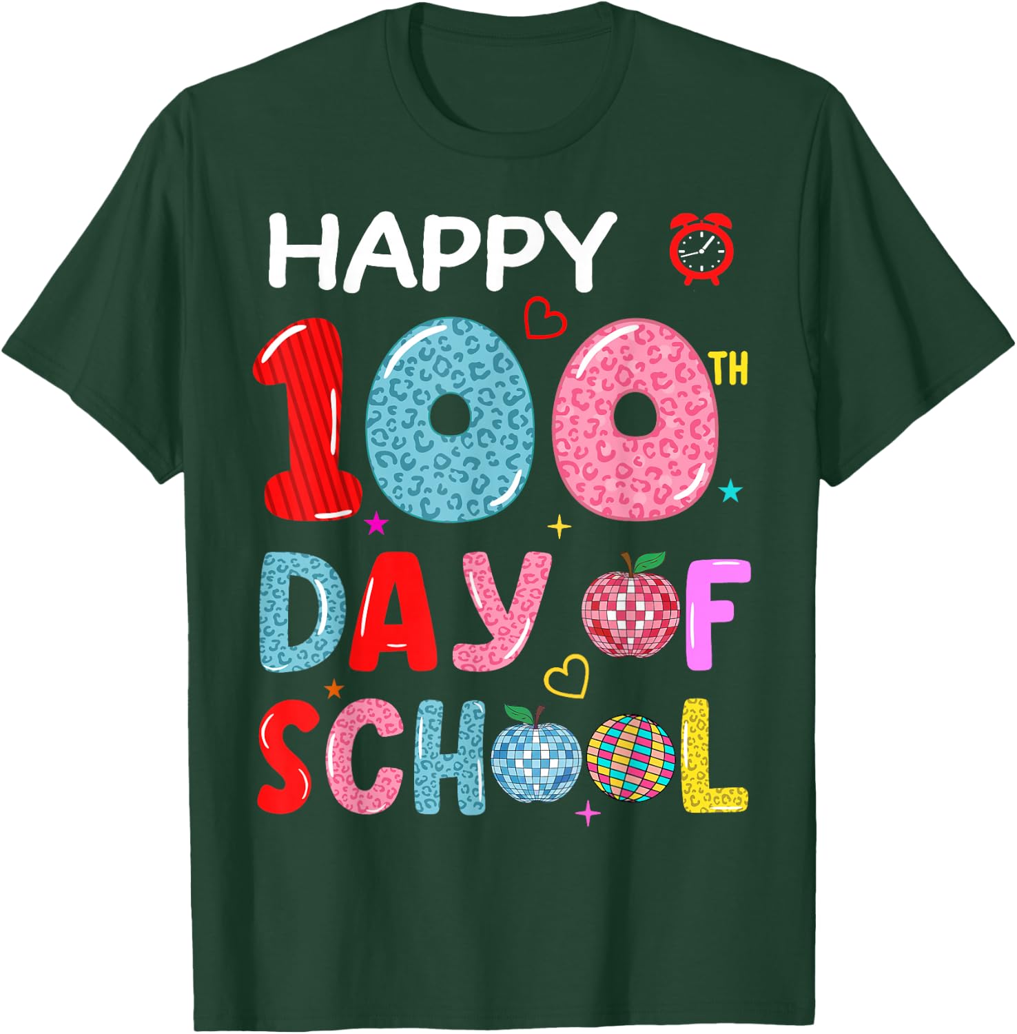 happy 100th Day Of school leopard 100 Days school girl boys T-Shirt - T-Shirt | Forest