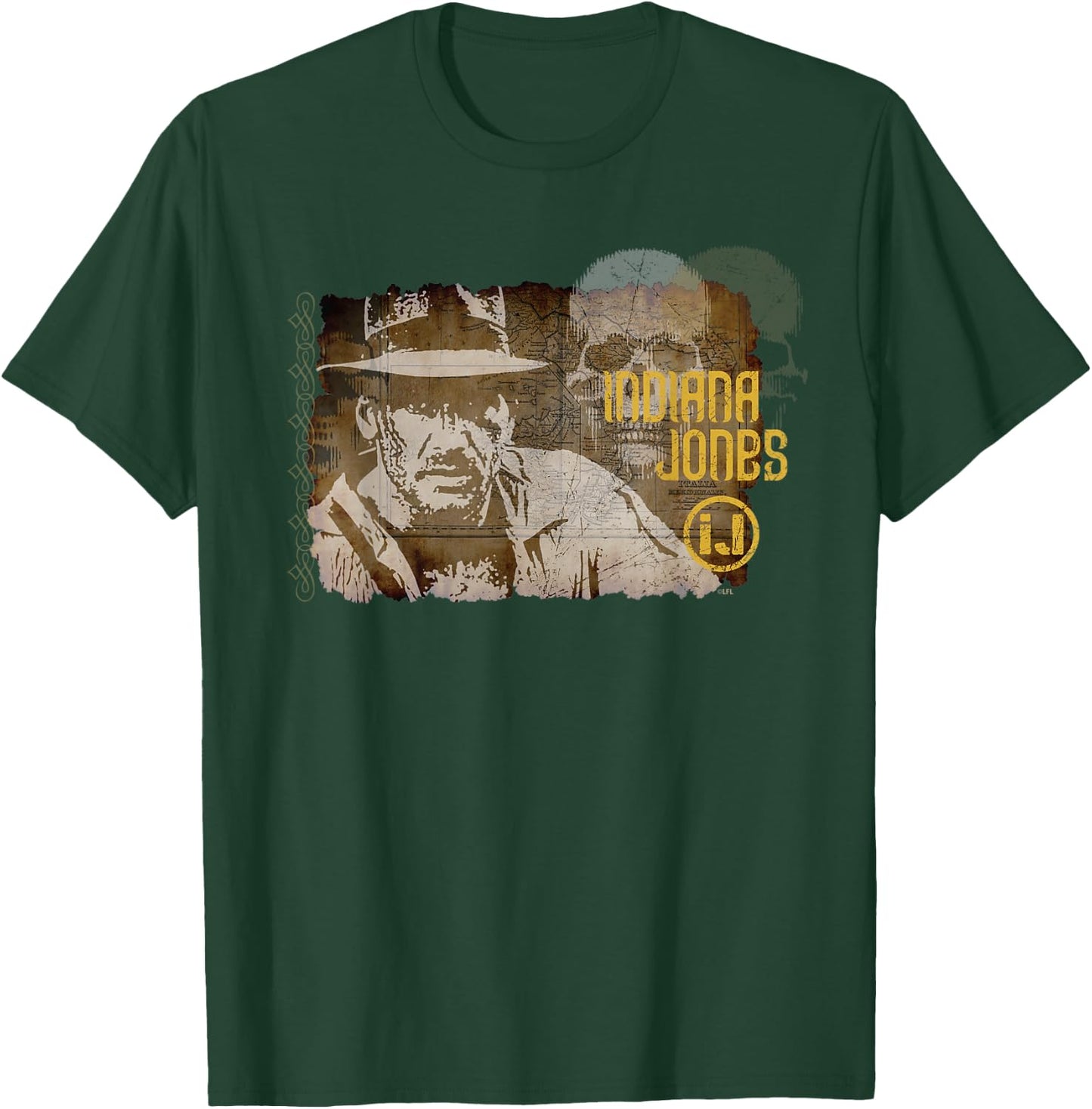 Lucasfilm Indiana Jones Vintage Map and Skull T-Shirt - T-Shirt | Forest