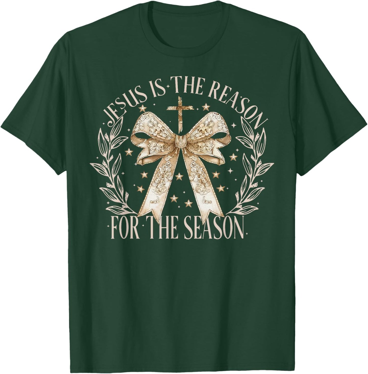 Jesus Is The Reason For The Season Christmas Coquette Bow T-Shirt - T-Shirt | Forest