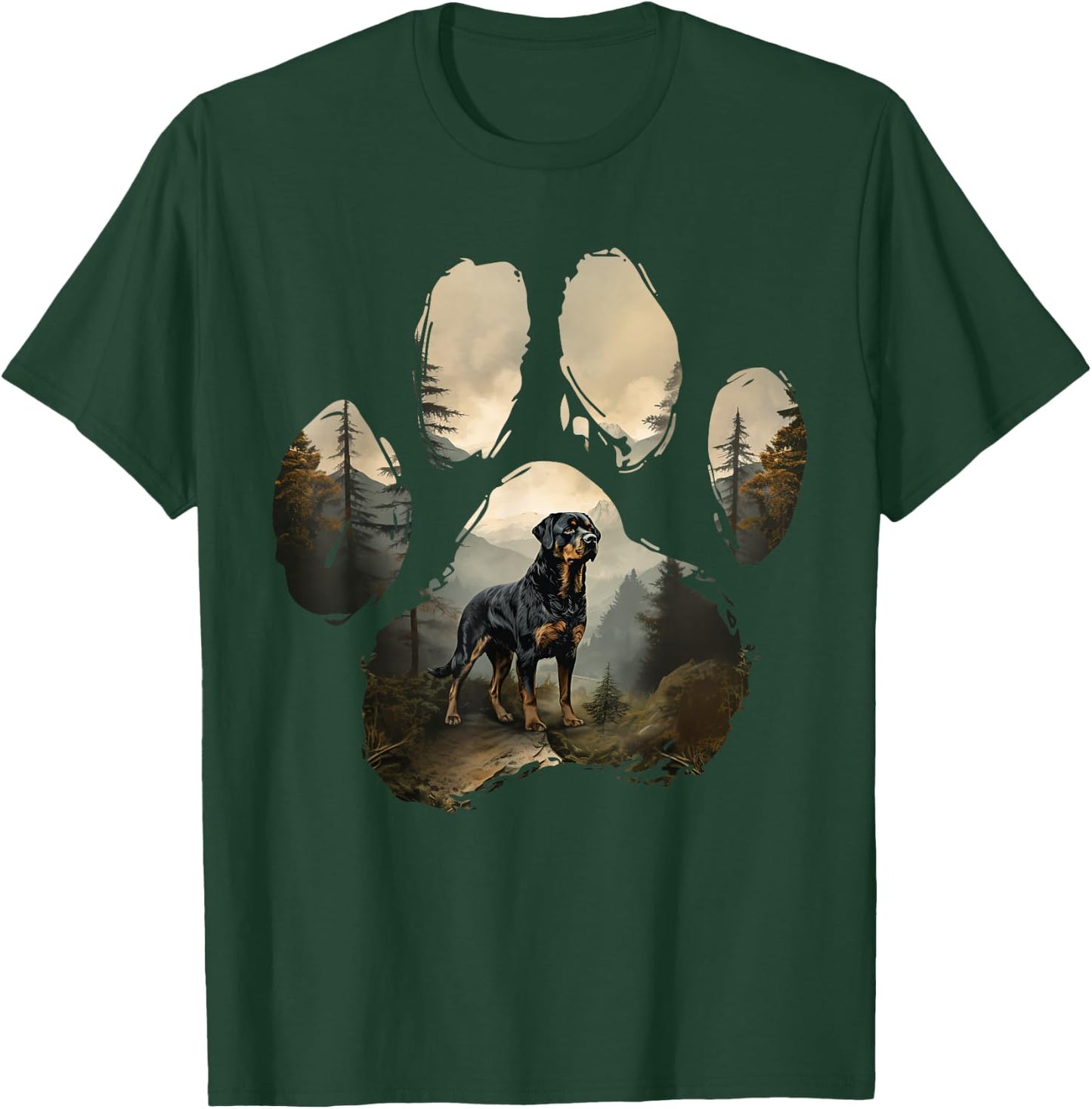 Rottweiler Mountain Paw Design Dog Mum Dad, black T-Shirt - T-Shirt | Forest