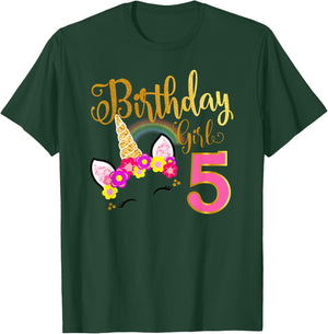 I'm 5th the Birthday for Girl Unicorn 5 year old Birthday T-Shirt - T-Shirt | Forest