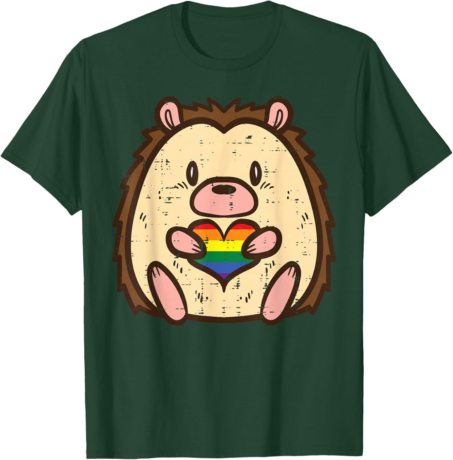 Gay Pride Hedgehog Heart Rainbow Flag Lgbtq Men Women Kids T-Shirt - T-Shirt | Forest