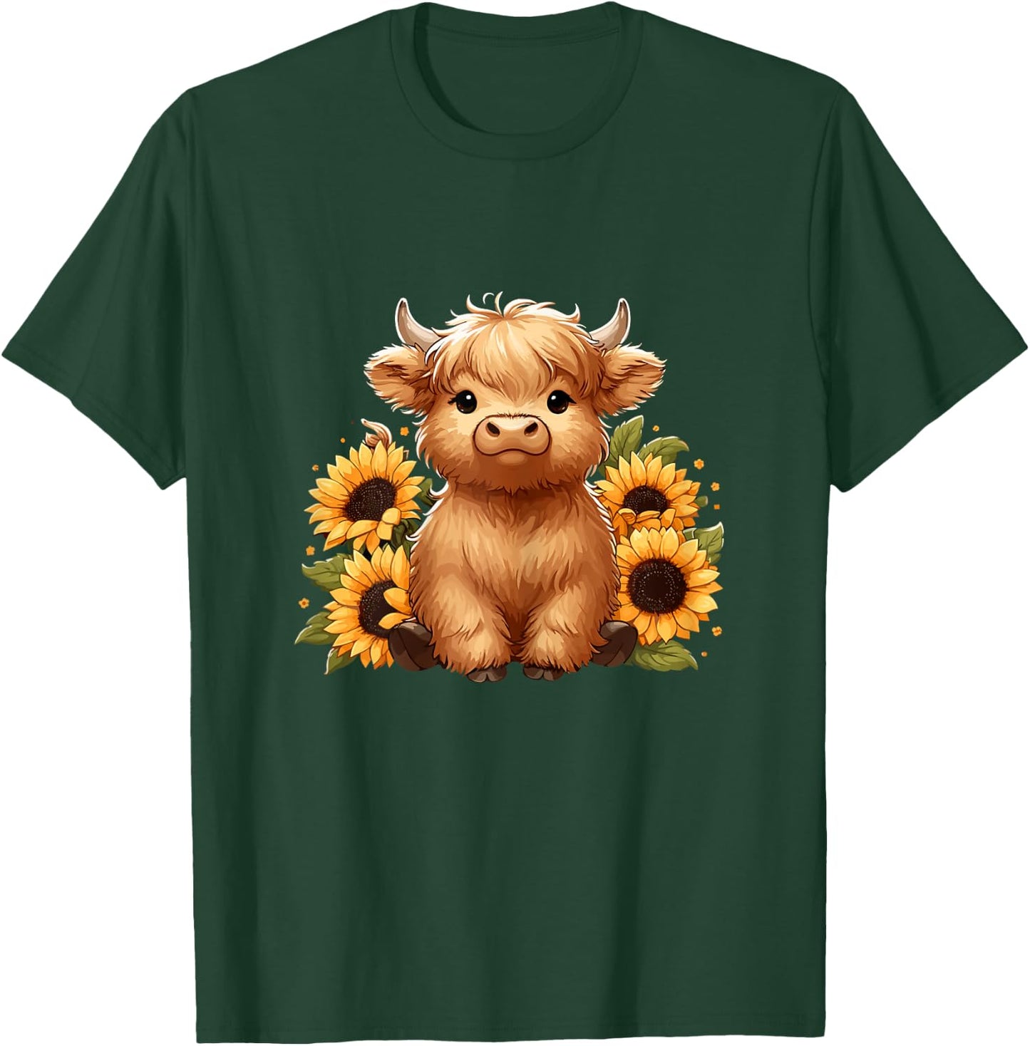 Sunflower Highland Cow Farm T-Shirt - T-Shirt | Forest