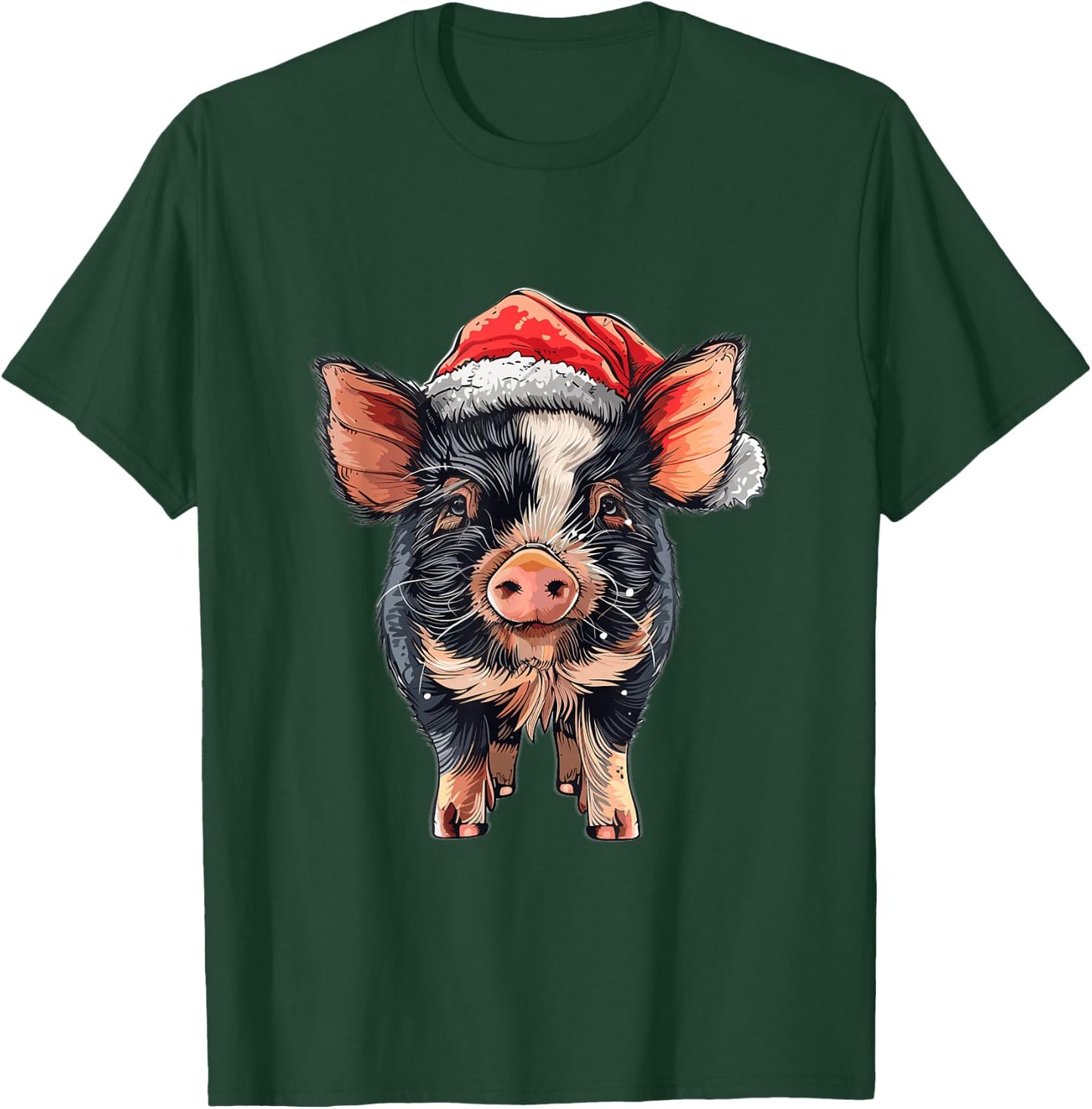 Kune Kune Pig Lover Xmas Christmas Hat Kunekune Pig T-Shirt - T-Shirt | Forest