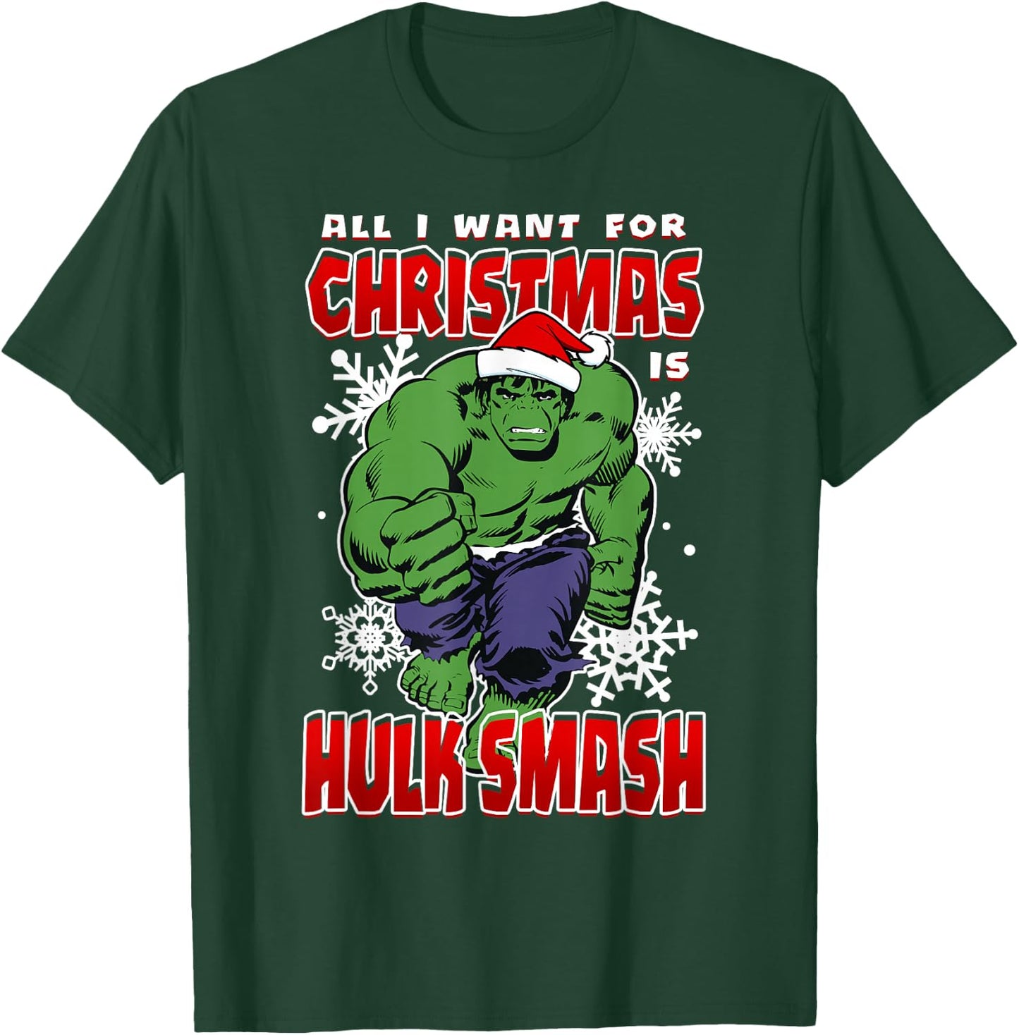 Marvel Comics Classic All I Want For Christmas Is Hulk Smash T-Shirt - T-Shirt | Forest