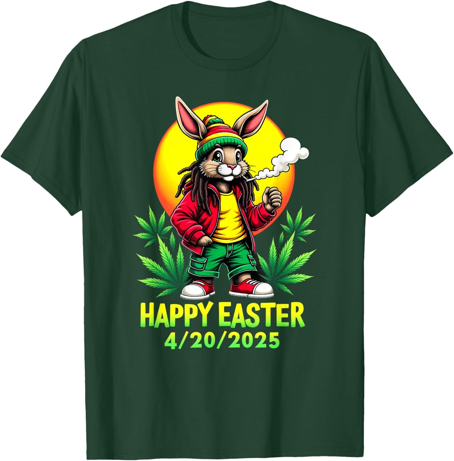 Happy Easter Bunny Marijuana Cannabis Weed 420 T-Shirt - T-Shirt | Forest