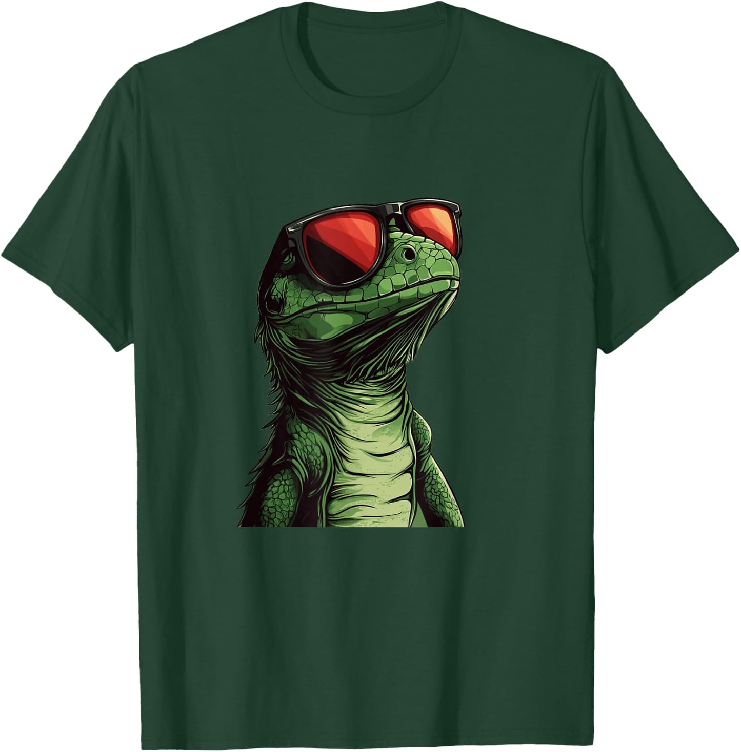 Trendsetting Reptile Lizard with Glasses for Animals Lovers T-Shirt - T-Shirt | Forest