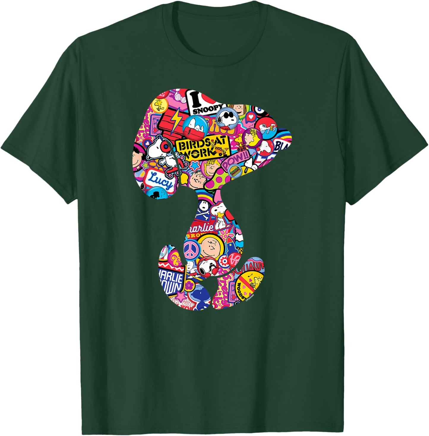 Peanuts Snoopy Silhoutte Pattern , black T-Shirt - T-Shirt | Forest