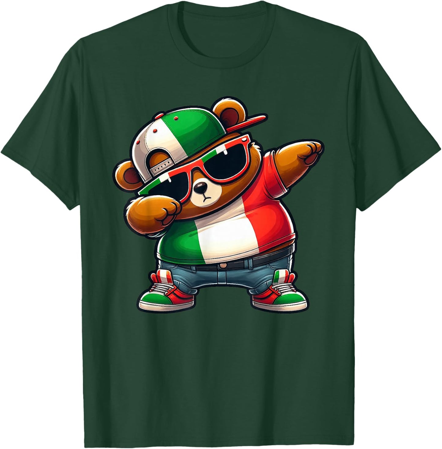Italian Bear Italia Dab Dabbing Boys Kids 2024 , Blue, S T-Shirt - T-Shirt | Forest