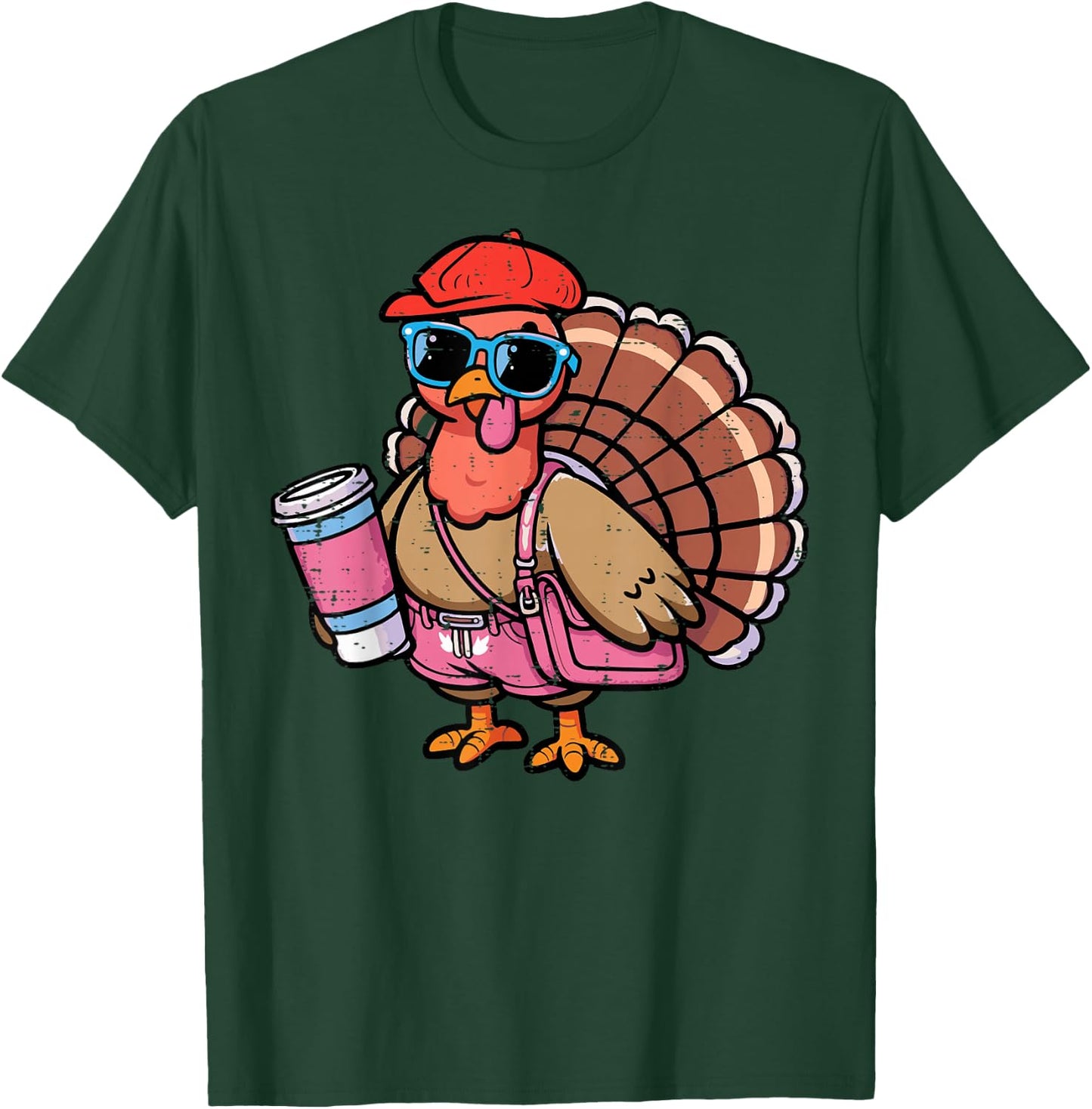 Thanksgiving Bougie Turkey Funny Boujee Fall Women Kids Men T-Shirt - T-Shirt | Forest