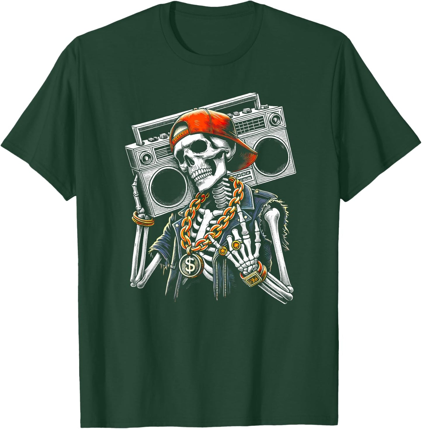 Skeleton Rocker Hand Horn Halloween Costume Cool Rock Music T-Shirt - T-Shirt | Forest