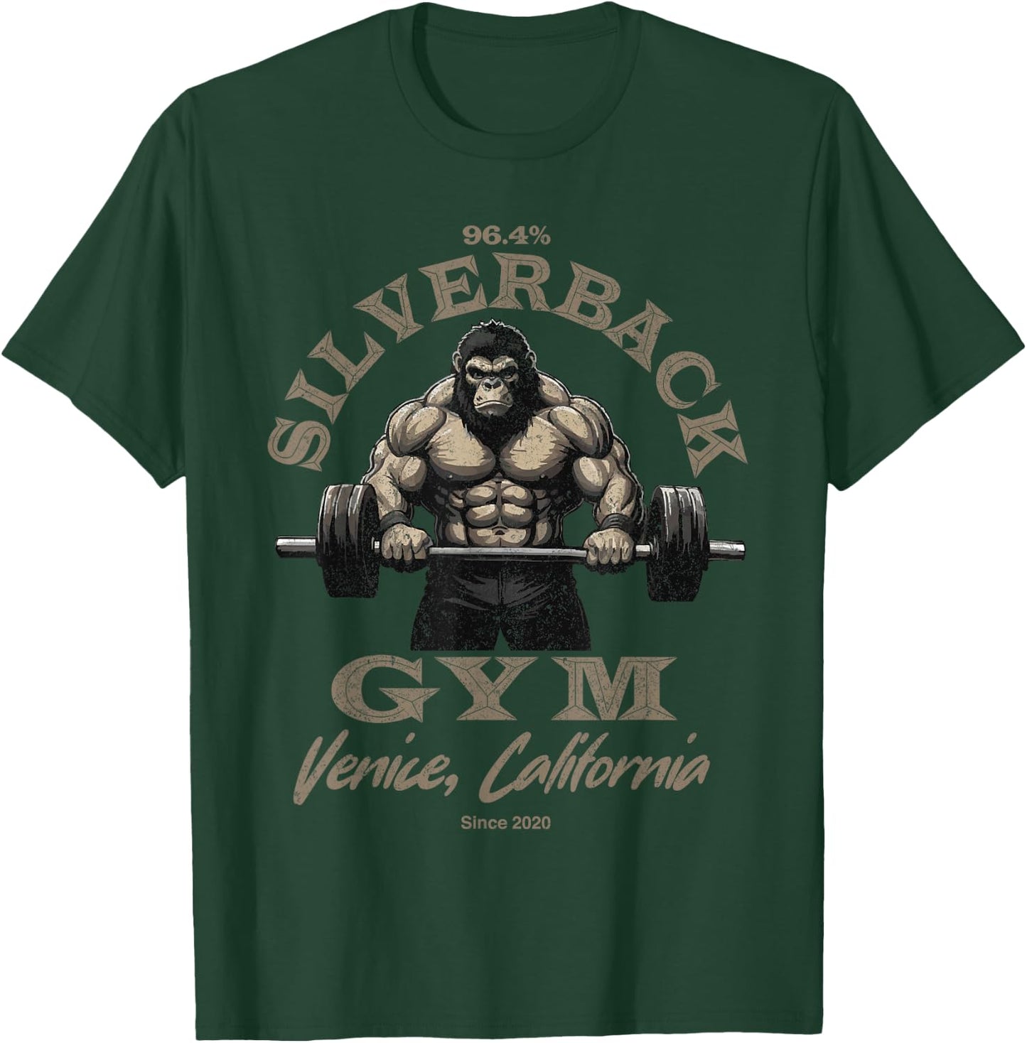 96.4% Silverback Gorilla Fitness Wear Bodybuilding Gym , black, S T-Shirt - T-Shirt | Forest