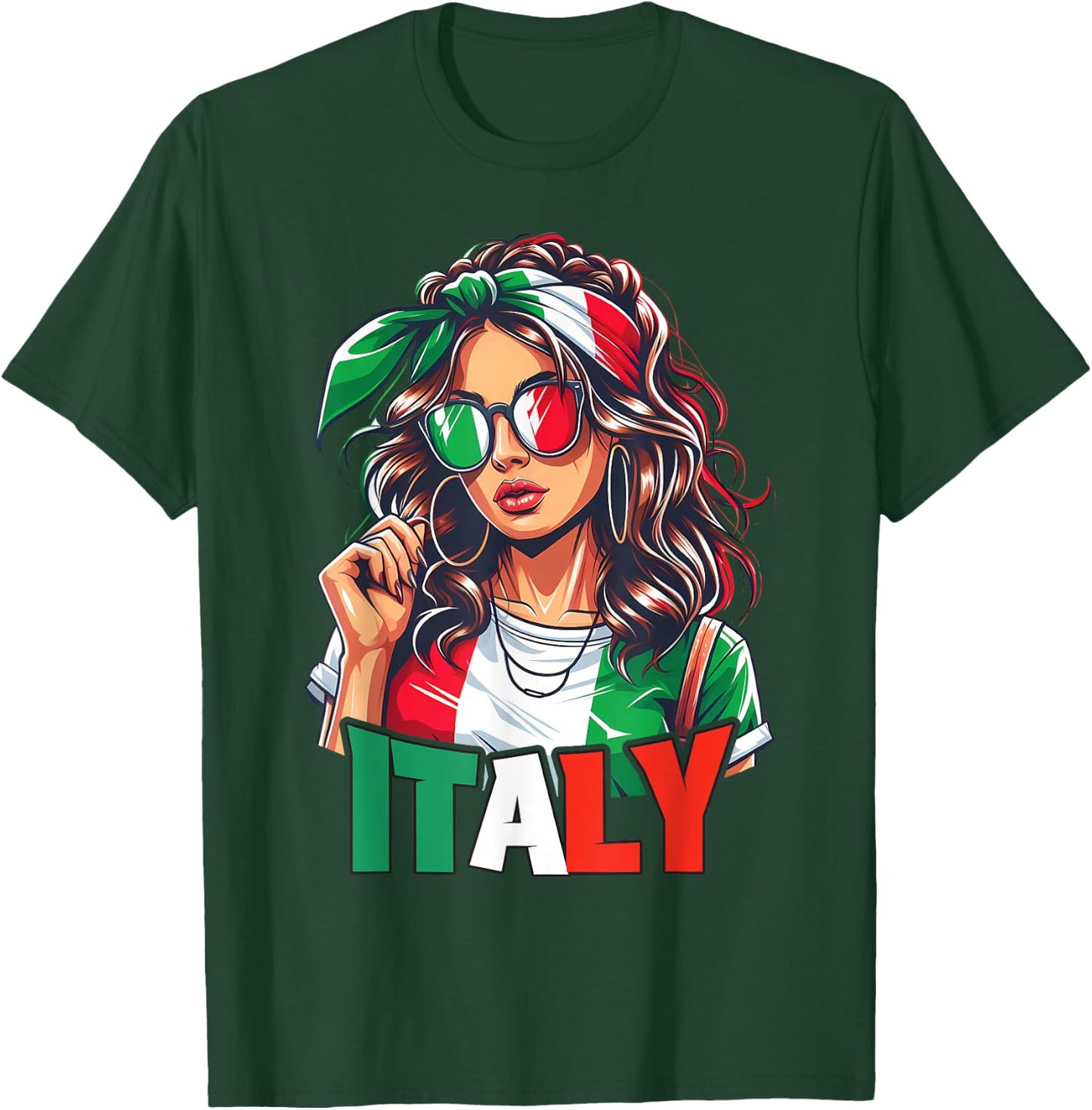 Italy Flag Woman Sunglasses Girls Italy & Italia , black T-Shirt - T-Shirt | Forest