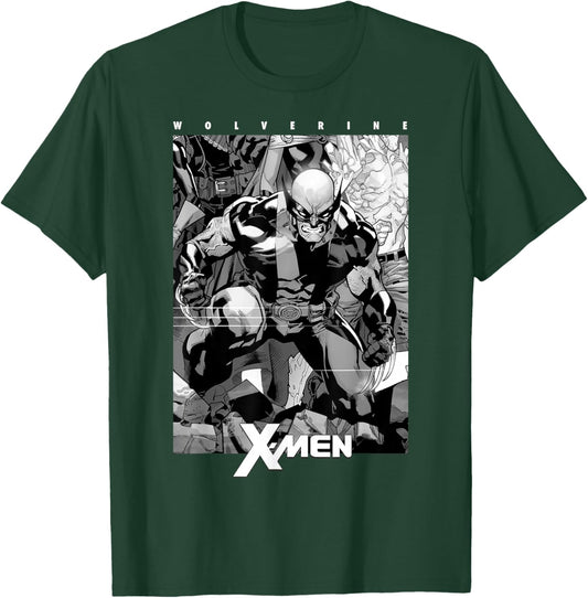 Marvel X-Men Wolverine Black & White Comic Panel T-Shirt - T-Shirt | Forest