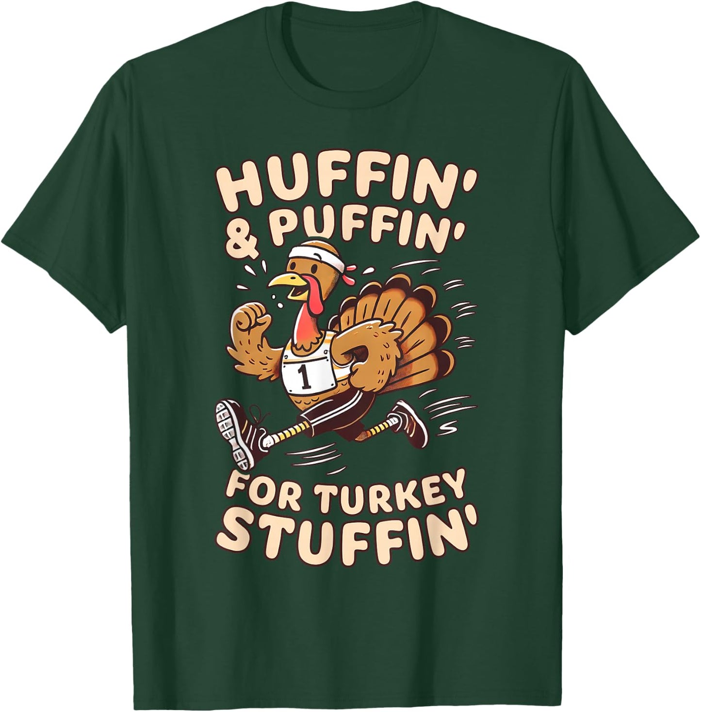 Thanksgiving Turkey Run Running Turkey T-Shirt - T-Shirt | Forest