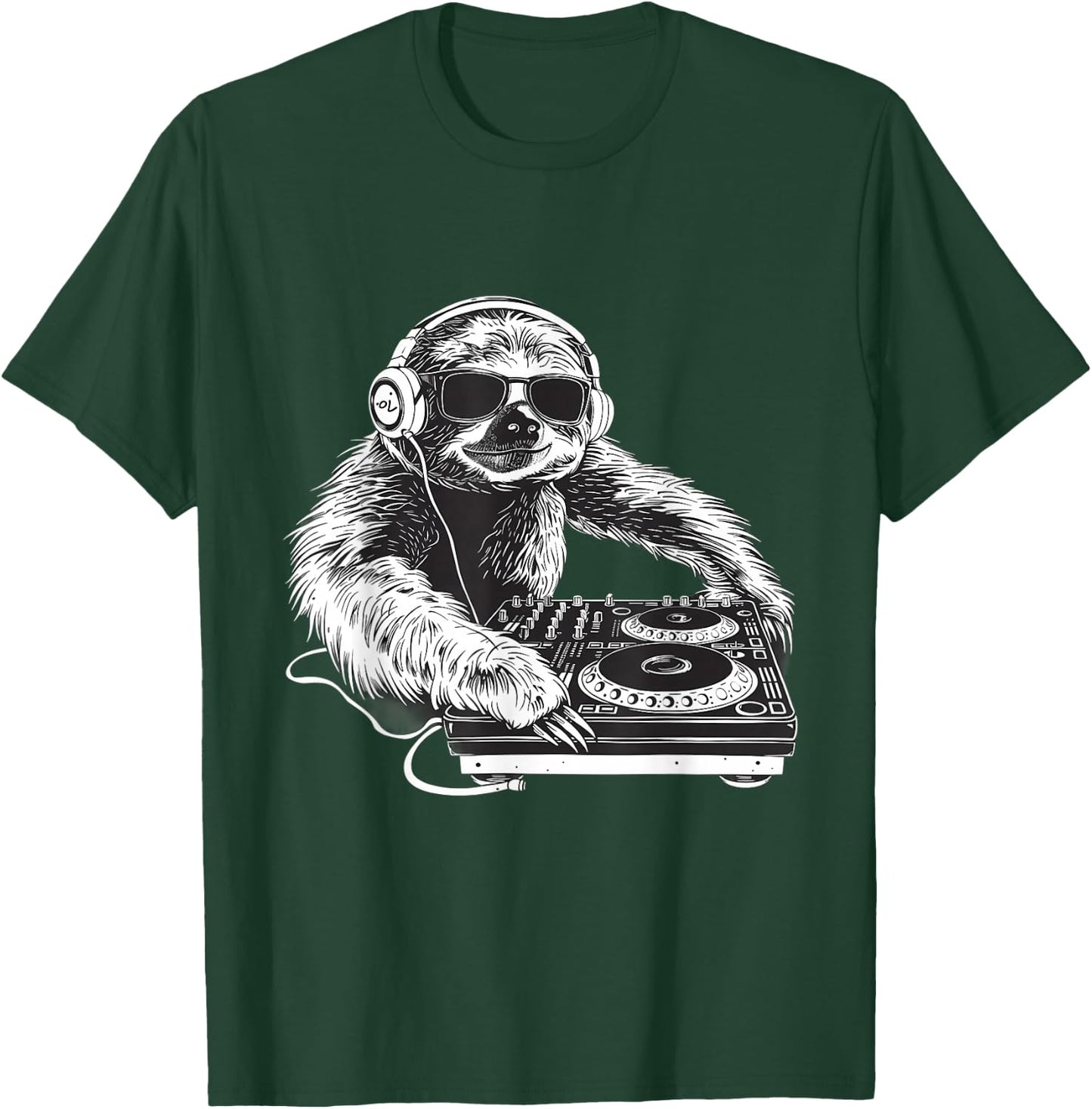 Sloth DJ Music Producer Turntable DJ Sloth House Techno EDM T-Shirt - T-Shirt | Forest
