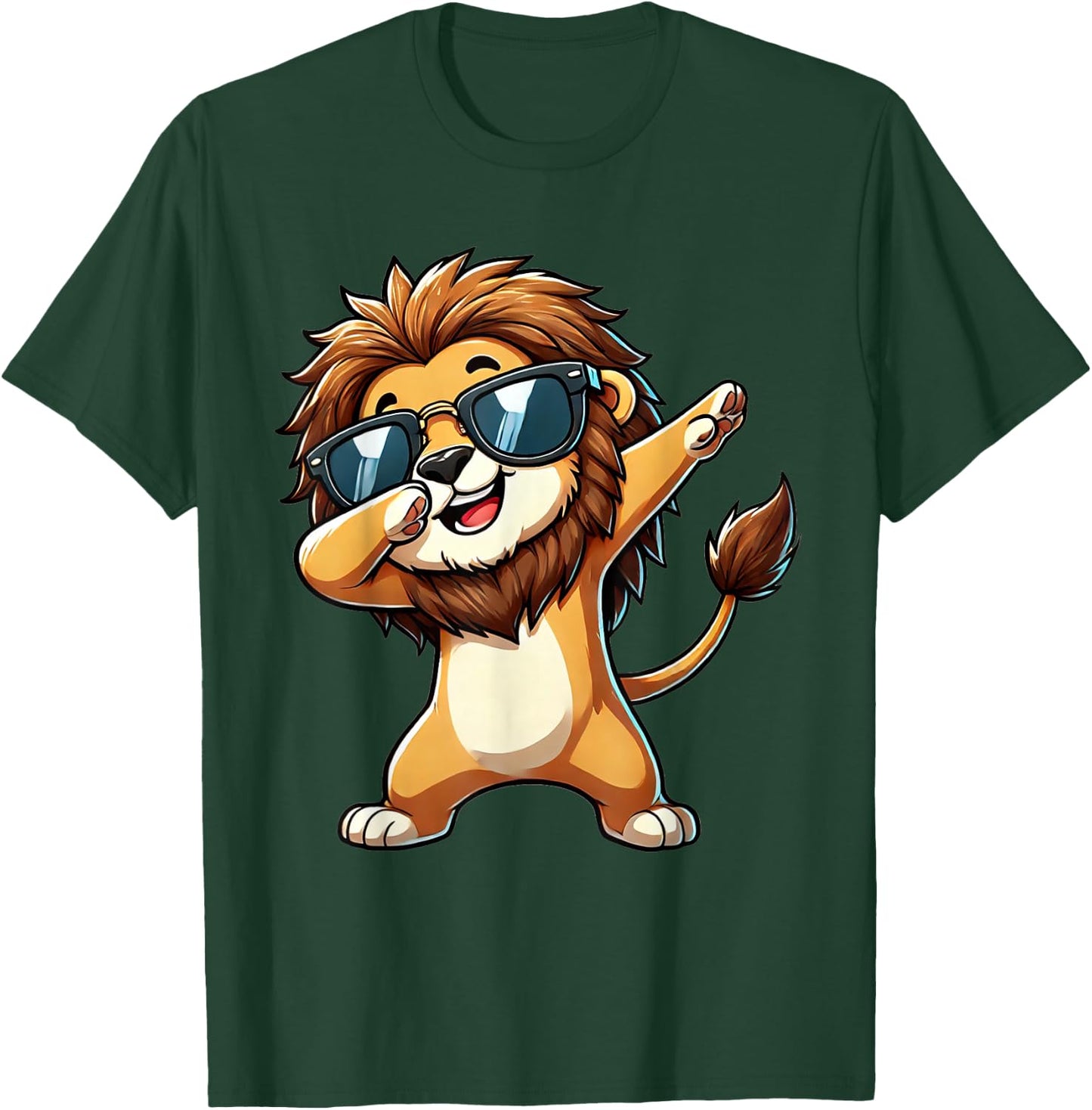 Lion Dabbing Cute Lion Dancing , black T-Shirt - T-Shirt | Forest