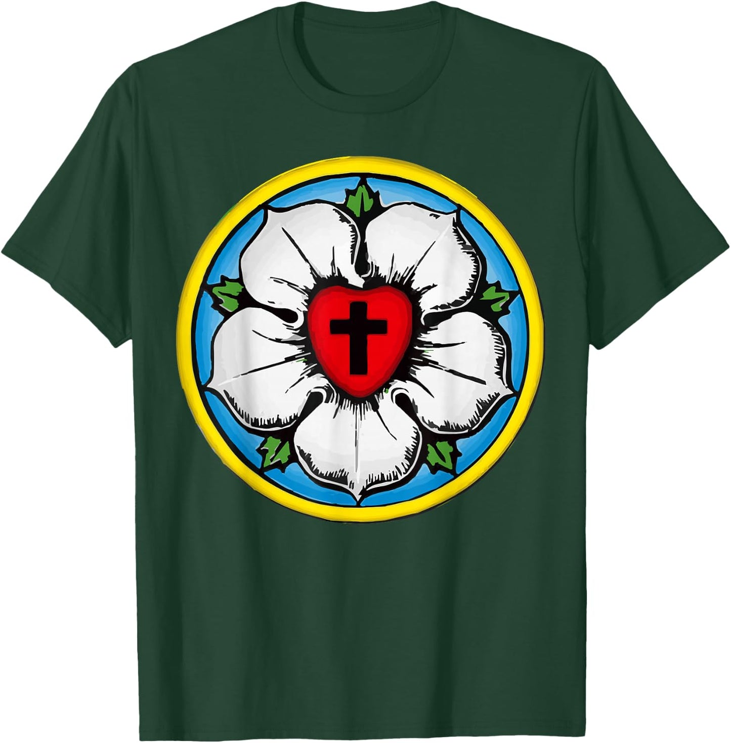 Luther Rose Seal Lutheran Symbol Christian Cross T-Shirt - T-Shirt | Forest