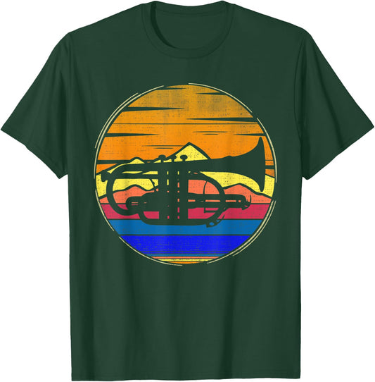 Vintage Cornet Retro Sunset Funny Music Gift T-Shirt - T-Shirt | Forest