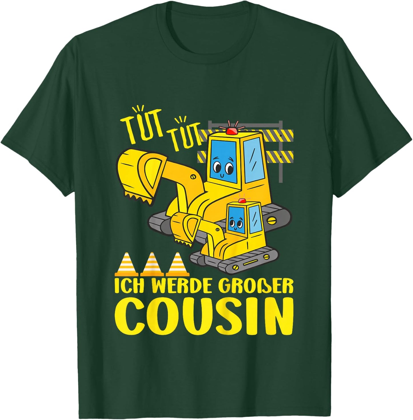 with German Text "Ich Werde Großer Cousin 2026/2027" Digger Soon T-Shirt - T-Shirt | Forest