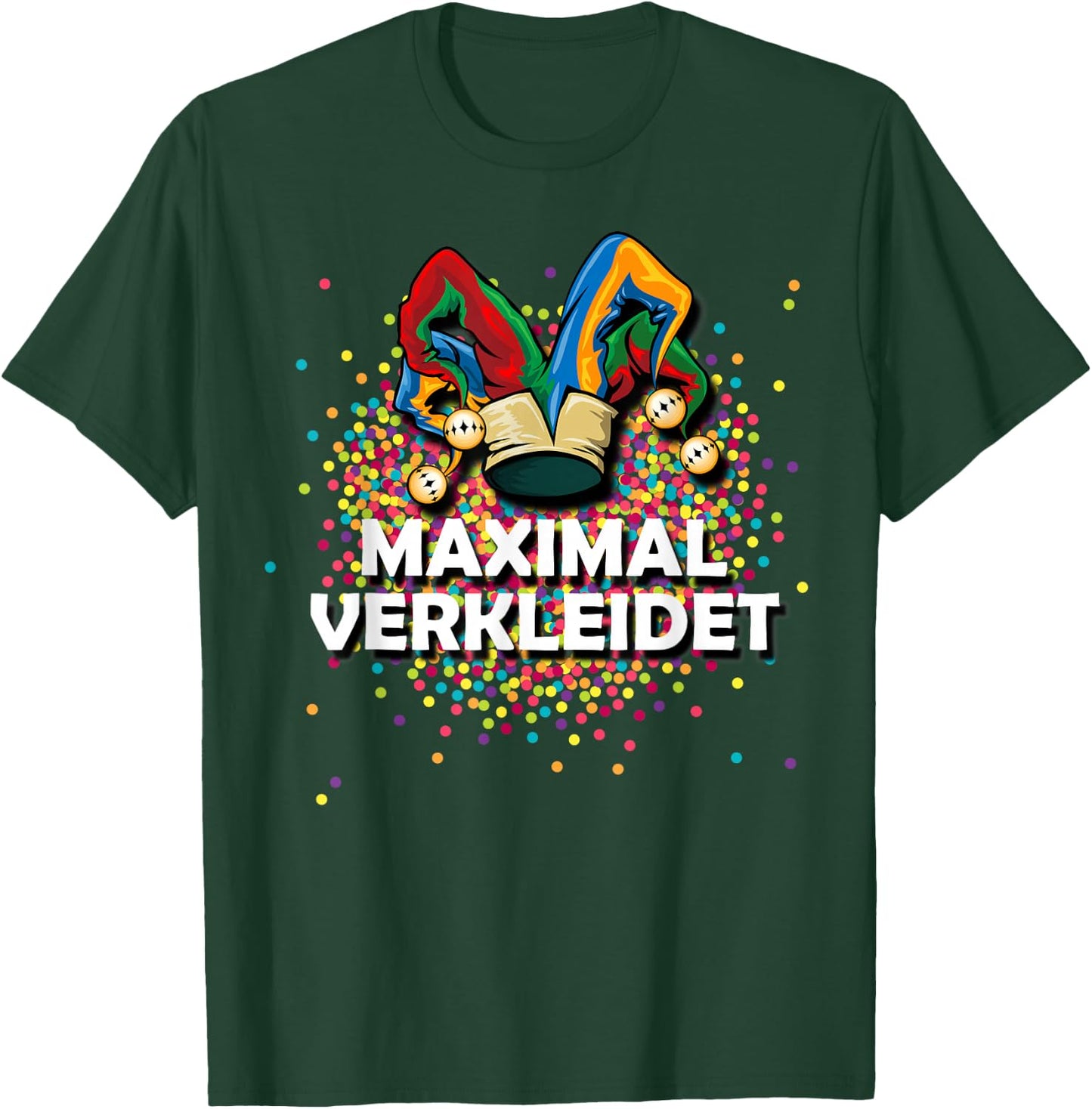 Confetti Costume Fancy Dress Jester Cap Maximum Dressed , black T-Shirt - T-Shirt | Forest