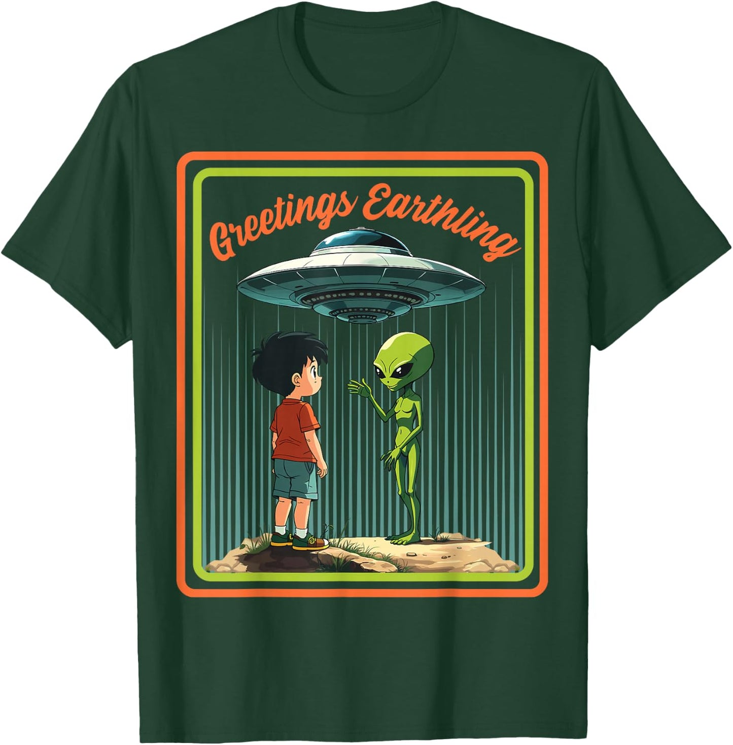 Vintage Child Game Horror, Dark Humour Greetings Earthling T-Shirt - T-Shirt | Forest