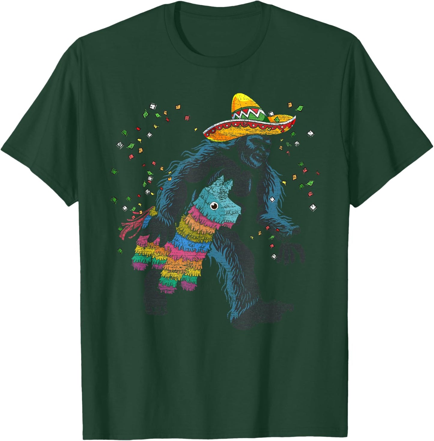 Bigfoot Mexican Pinata Sasquatch Fiesta Funny Cinco De Mayo T-Shirt - T-Shirt | Forest
