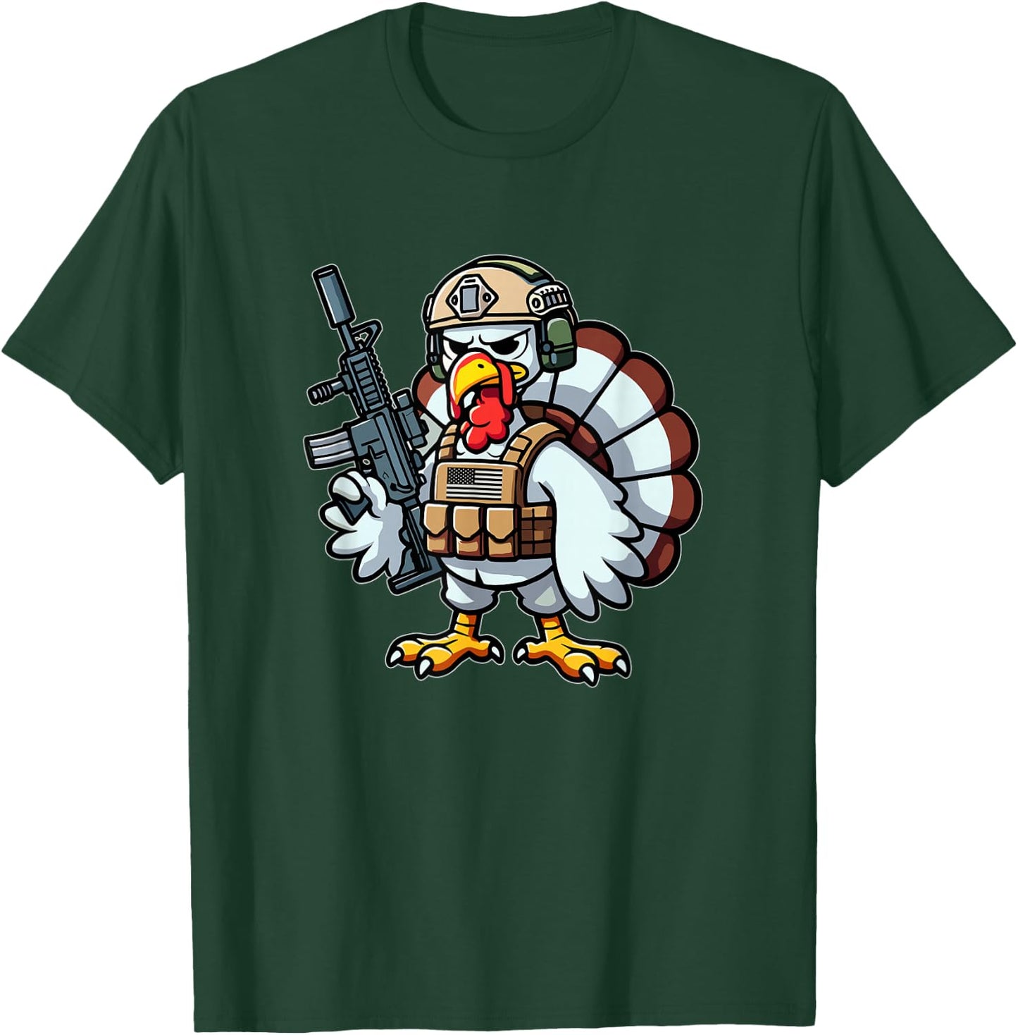 Nate's SOF- 's Funny Thanksgiving Tactical Turkey Veteran -Adults - Black, Small, Short Sleeve T-Shirt - T-Shirt | Forest