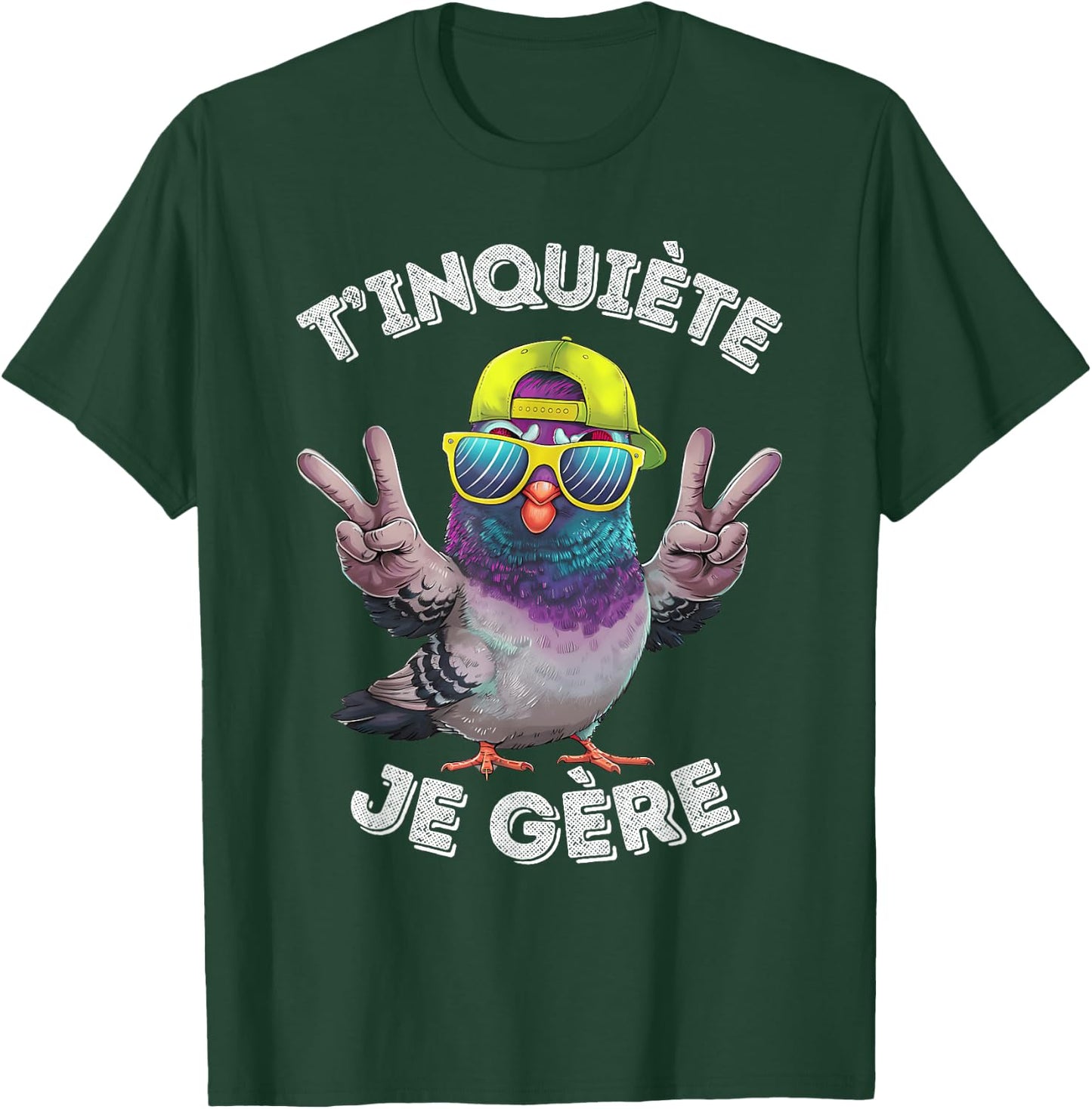 Pigeon Accessory Humour Beer Aperitif T'inquiète Je Gère , Black, S T-Shirt - T-Shirt | Forest