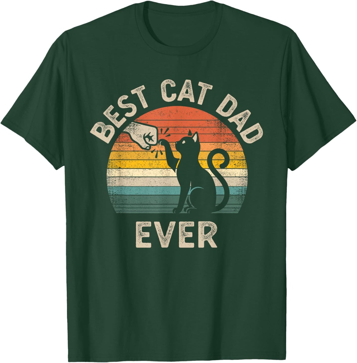 Best Cat Dad Ever Vintage Retro Style Cats Lover T-Shirt - T-Shirt | Forest