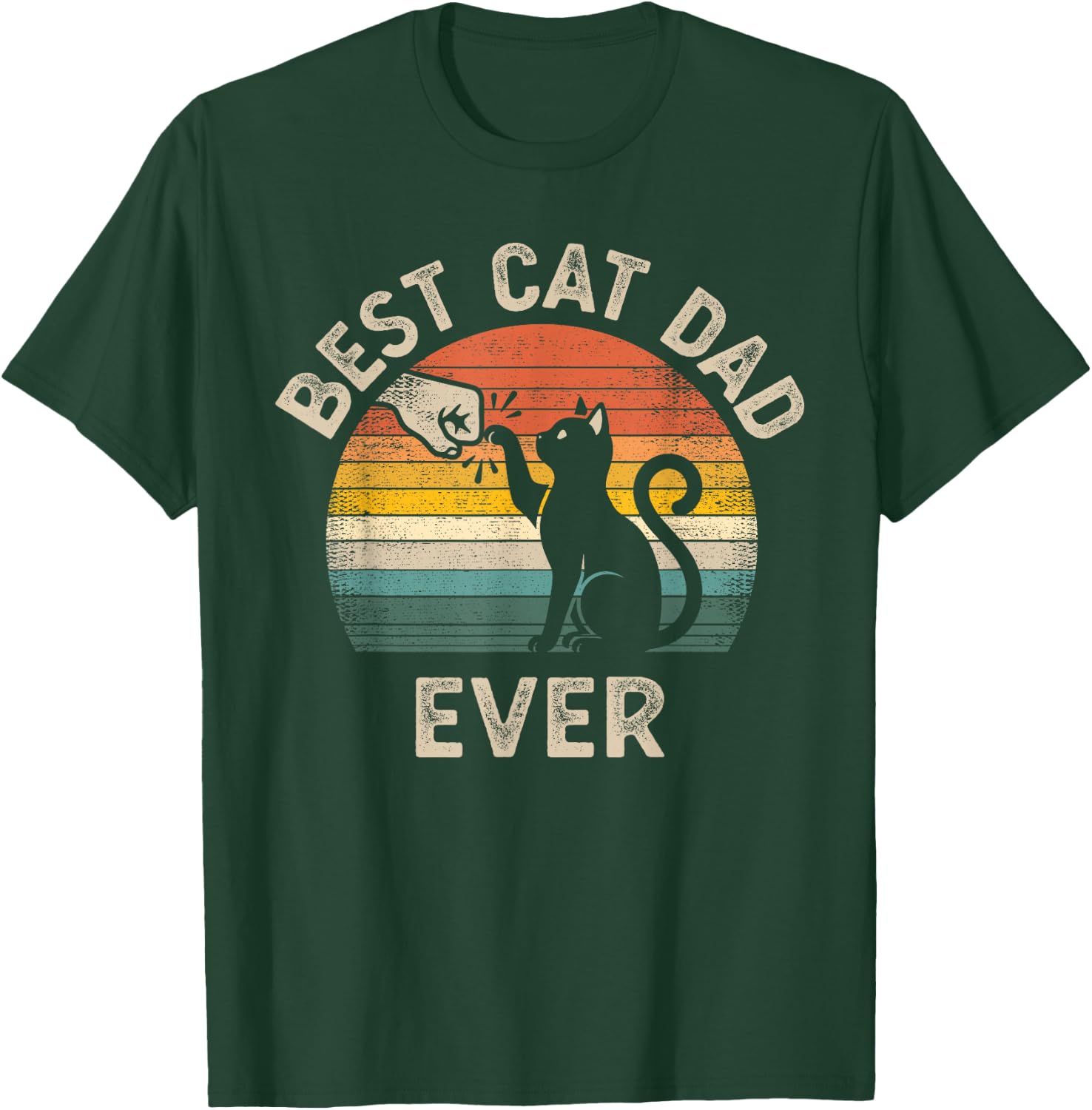 Best Cat Dad Ever Vintage Retro Style Cats Lover T-Shirt - T-Shirt | Forest