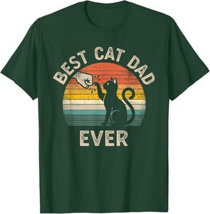 Best Cat Dad Ever Vintage Retro Style Cats Lover T-Shirt - T-Shirt | Forest