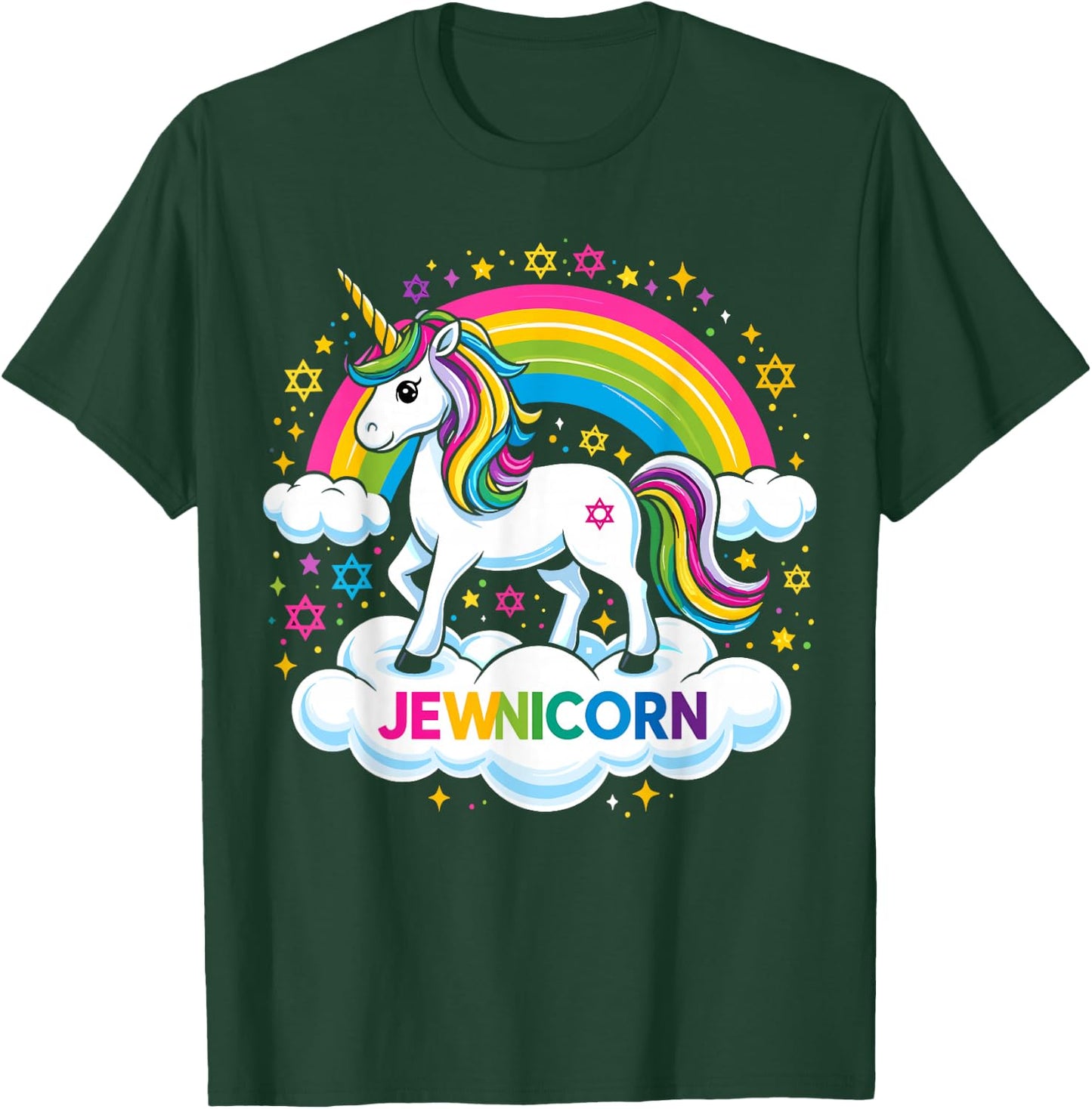 Hanukkah Jewnicorn Funny Jewish Unicorn T-Shirt - T-Shirt | Forest