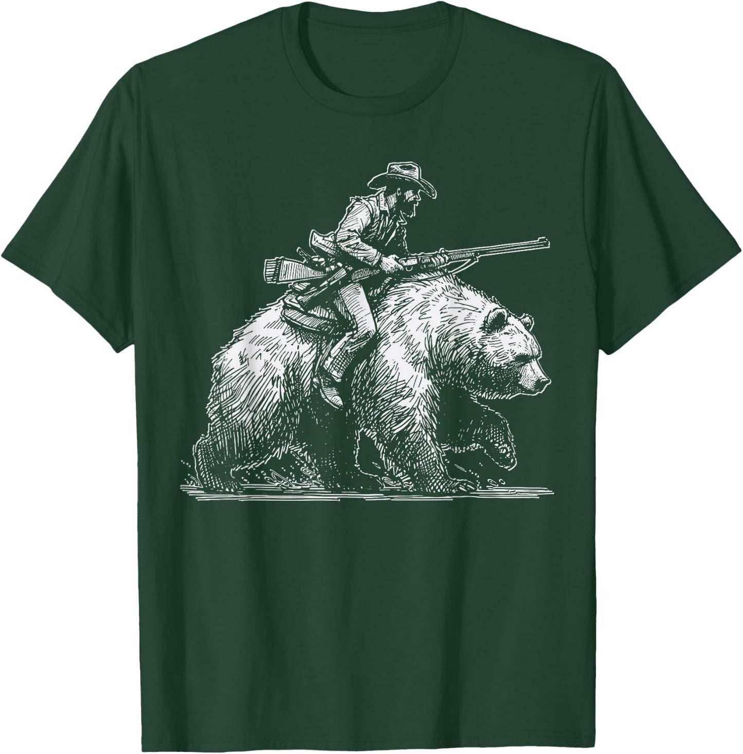 Funny Lumberjack Cowboy rides a Bear T-Shirt - T-Shirt | Forest