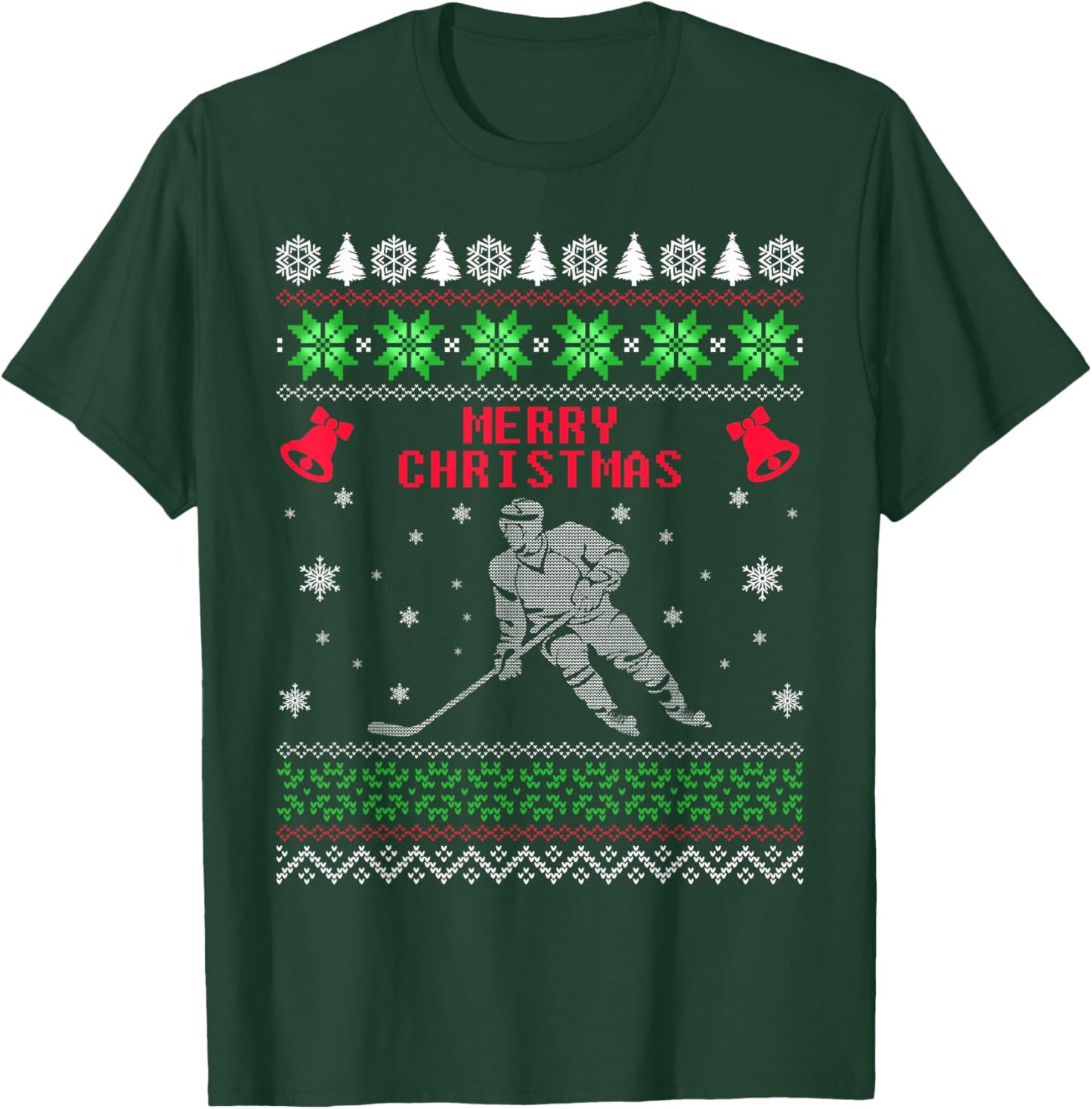 Hockey Ugly Christmas Sweater , Funny Men Women Gift T-Shirt - T-Shirt | Forest