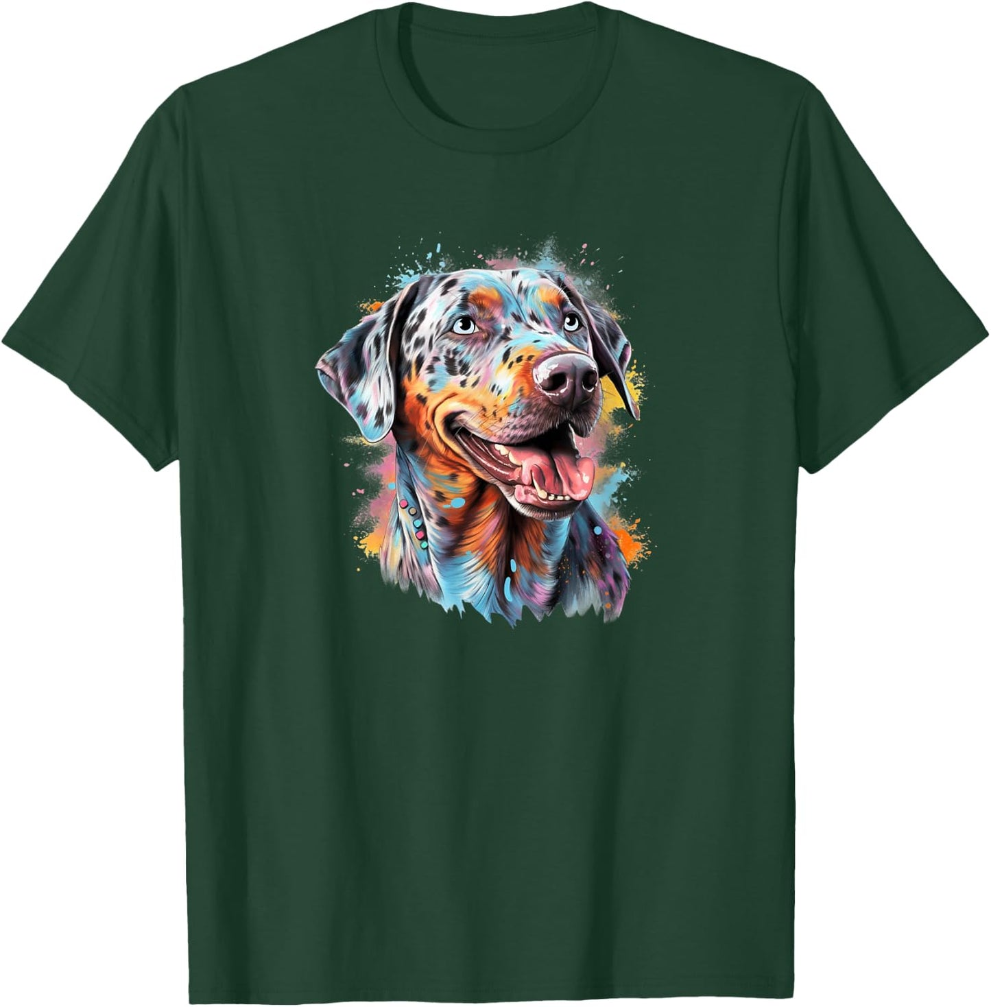 Cute Colorful Watercolor Paint Girls Catahoula Lover T-Shirt - T-Shirt | Forest