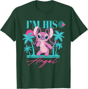 Disney Stitch Retro ’90s Couples Matching I’m His Angel T-Shirt - T-Shirt | Forest