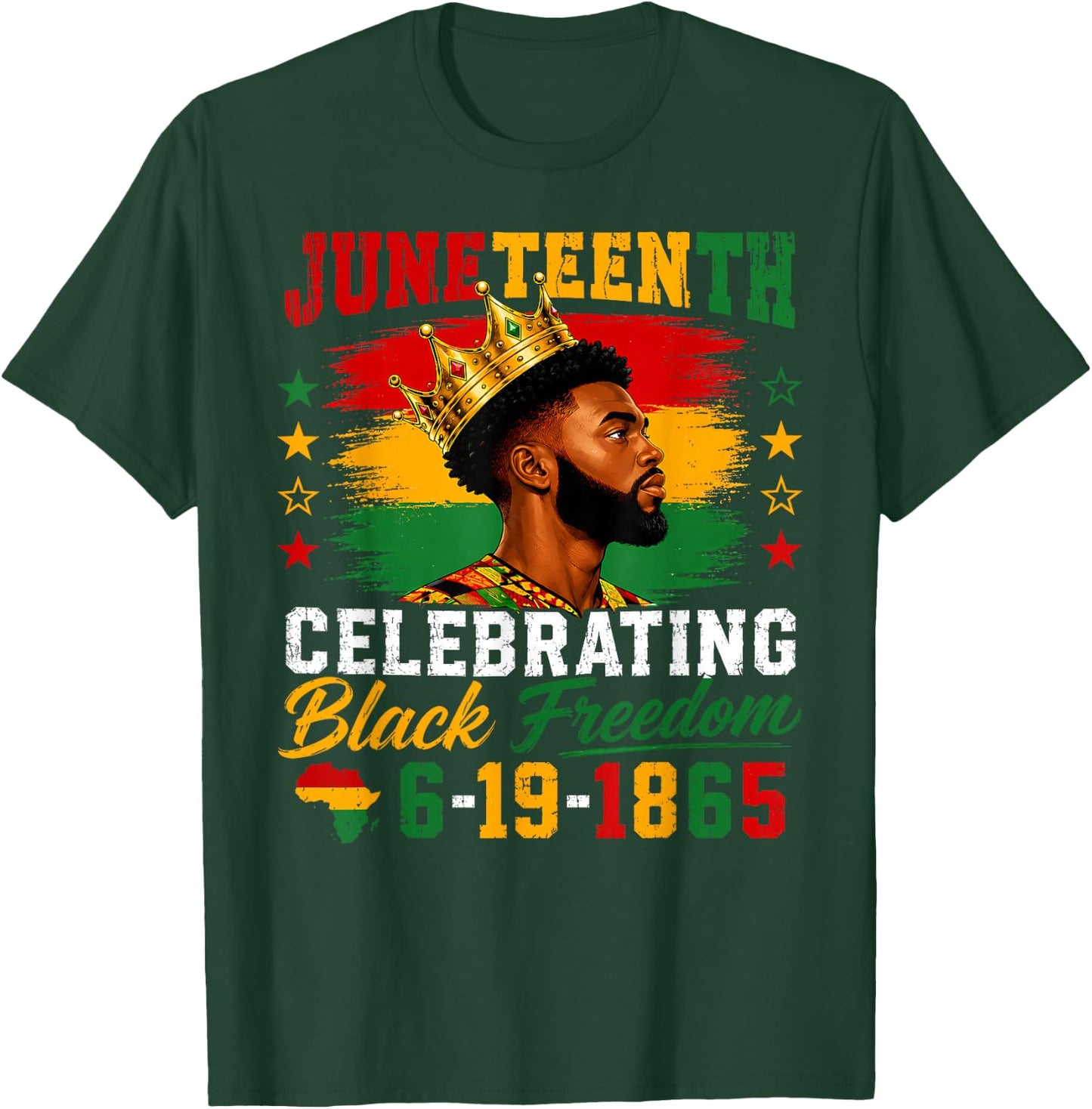 Juneteenth Shirts Men Black King Black American Freedom 1865 T-Shirt - T-Shirt | Forest